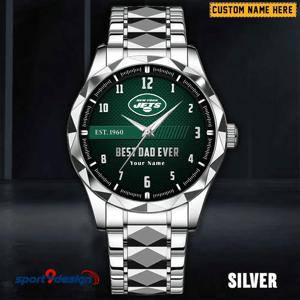 New York Jets Best Dad Ever Luxury Diamond Men Watch Father's Day Gift