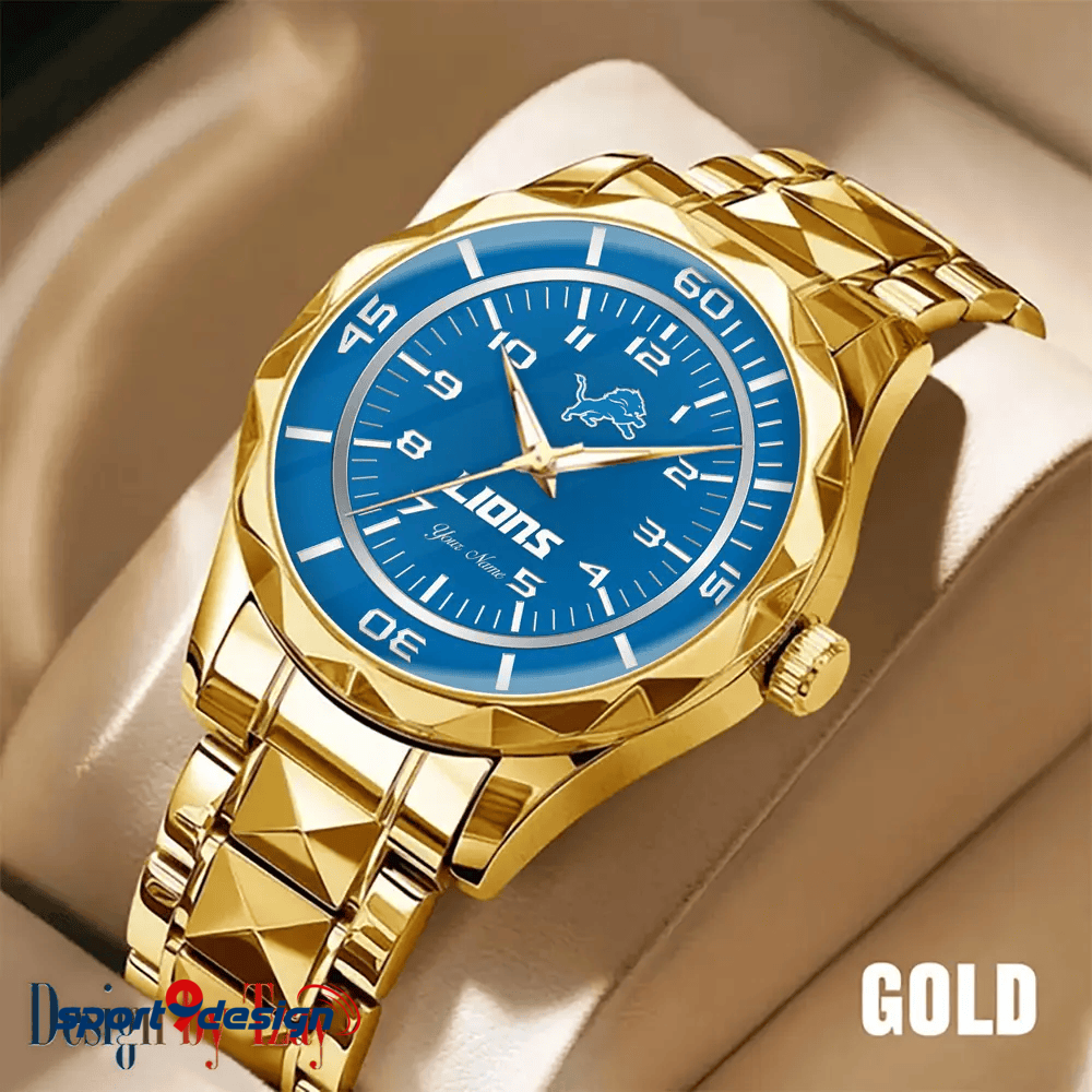 Detroit Lions Best Dad Ever Luxury Diamond Men Watch Father's Day Gift