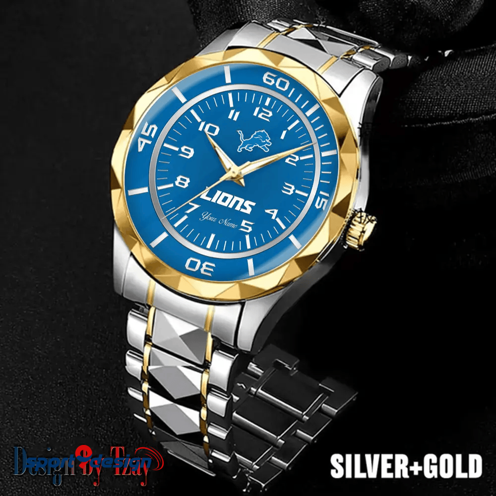 Detroit Lions Best Dad Ever Luxury Diamond Men Watch Father's Day Gift