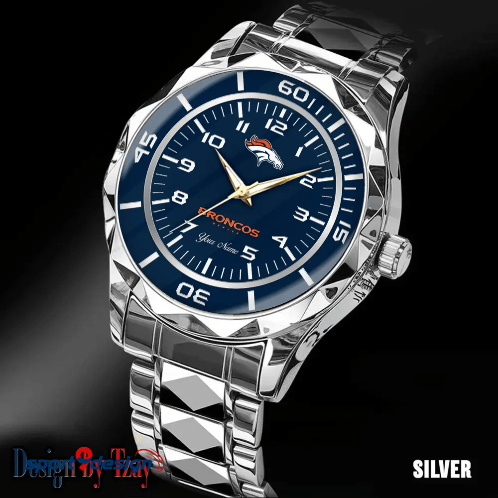 Denver Broncos Best Dad Ever Luxury Diamond Men Watch Father's Day Gift