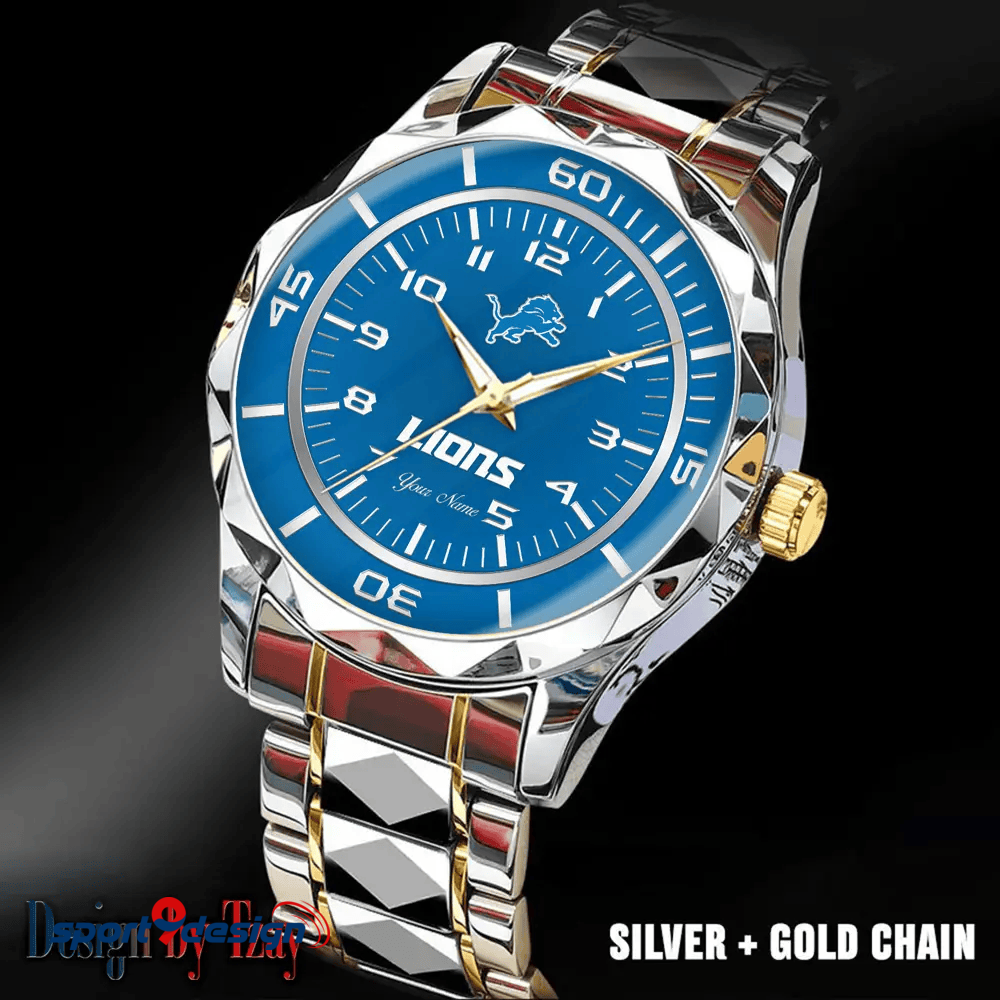 Detroit Lions Best Dad Ever Luxury Diamond Men Watch Father's Day Gift