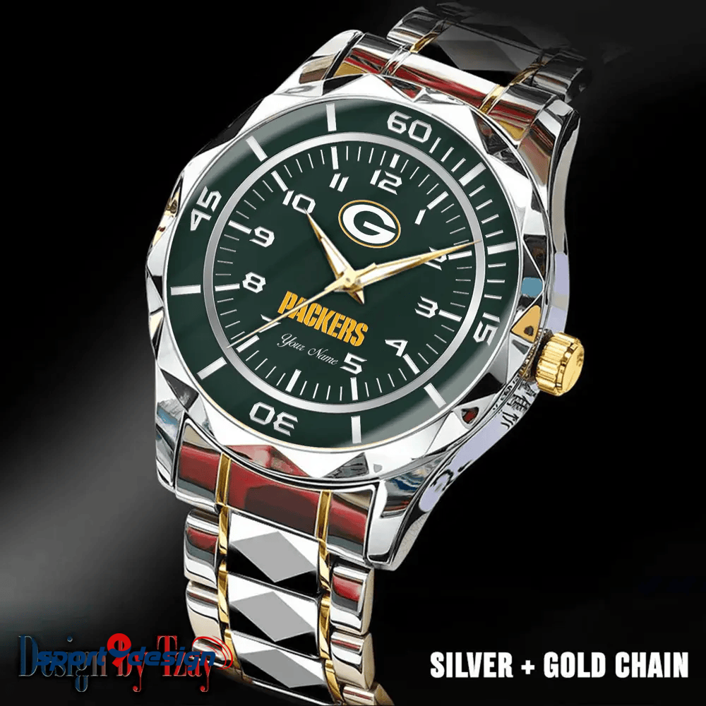 Green Bay Packers Best Dad Ever Luxury Diamond Men Watch Father's Day Gift
