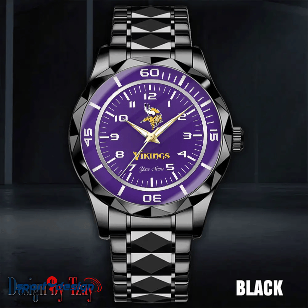 Minnesota Vikings Best Dad Ever Luxury Diamond Men Watch Father's Day Gift