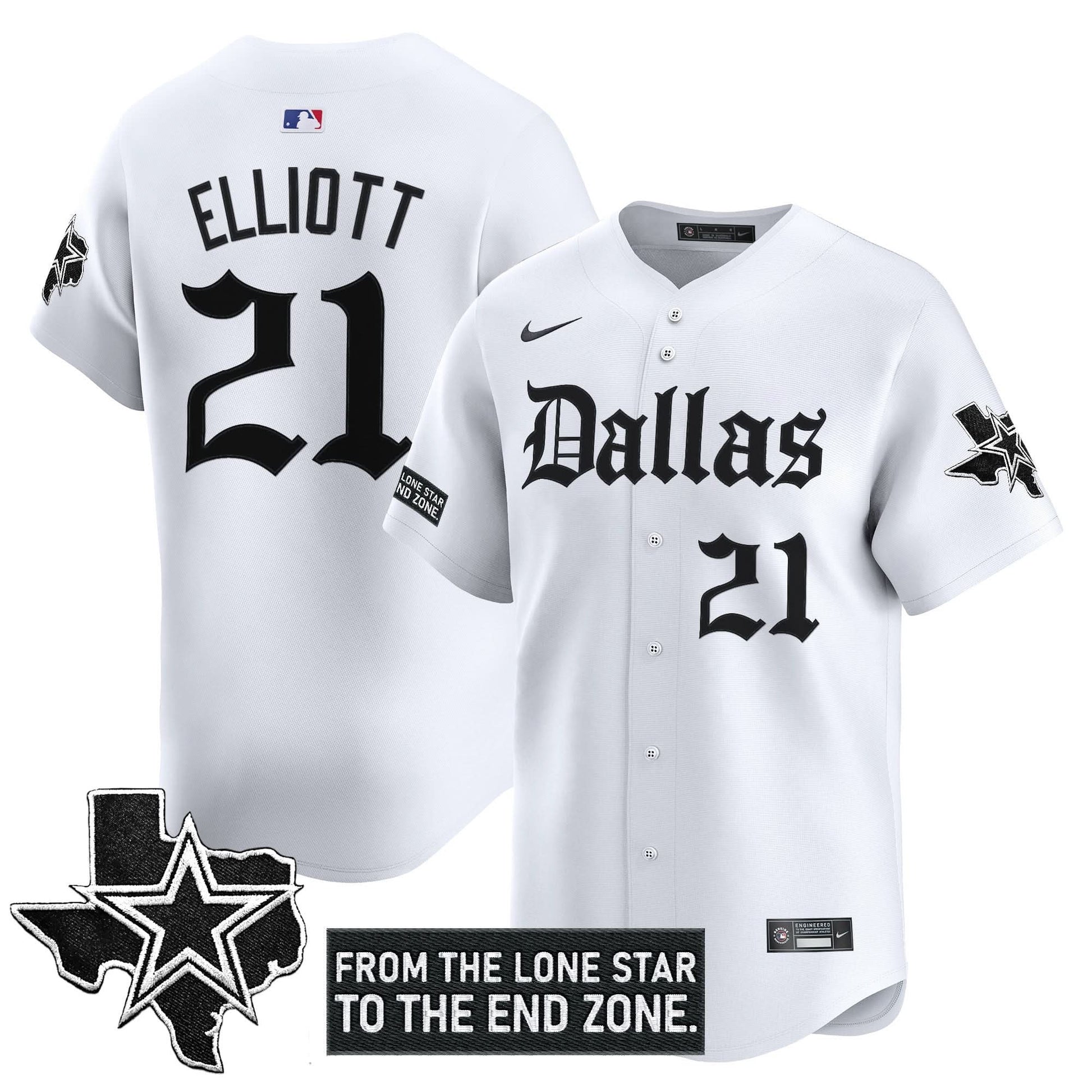 Men's Dallas Cowboys 'Gothic Lone Star Edition' Vapor Baseball Jersey - All Stitched