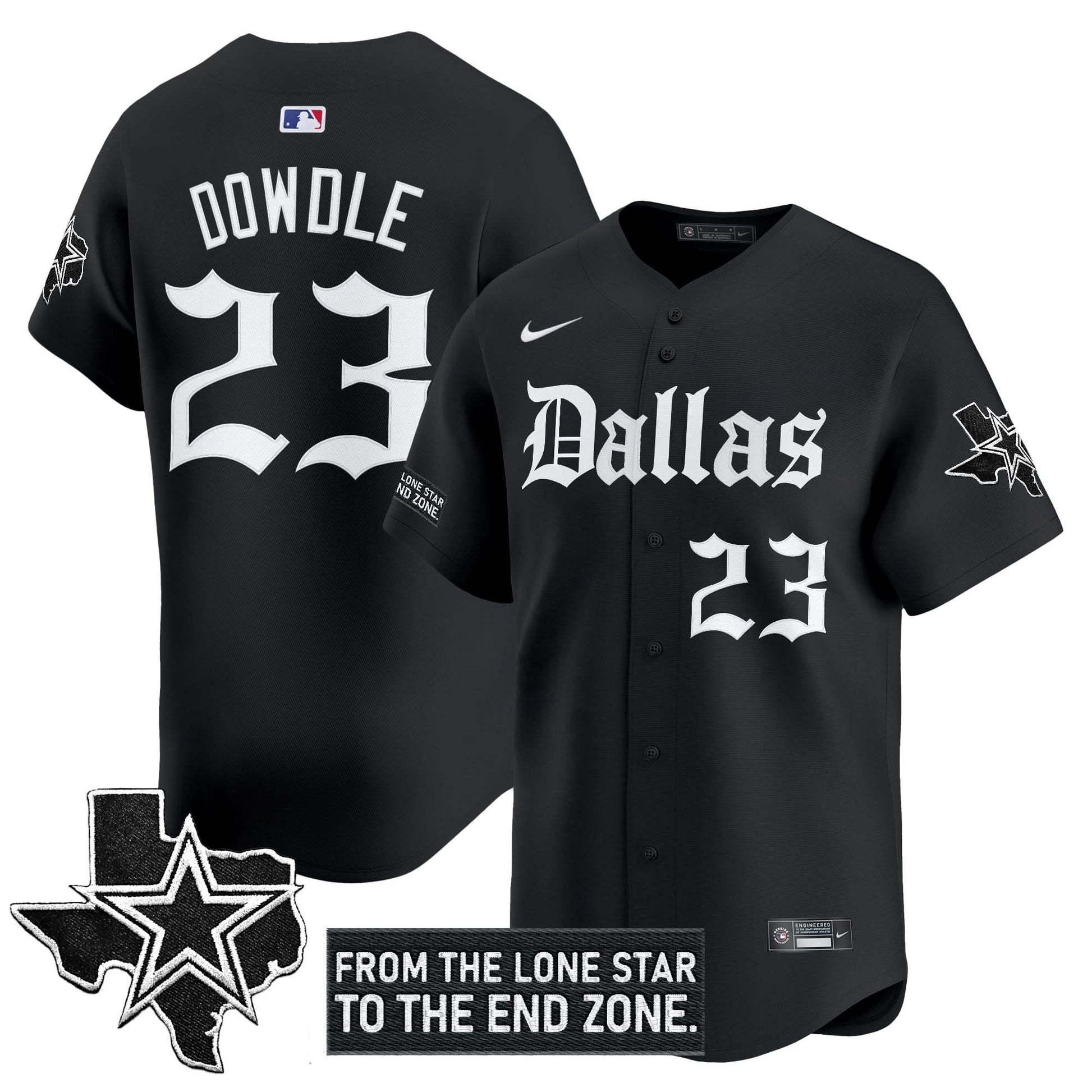 Men's Dallas Cowboys 'Gothic Lone Star Edition' Vapor Baseball Jersey - All Stitched