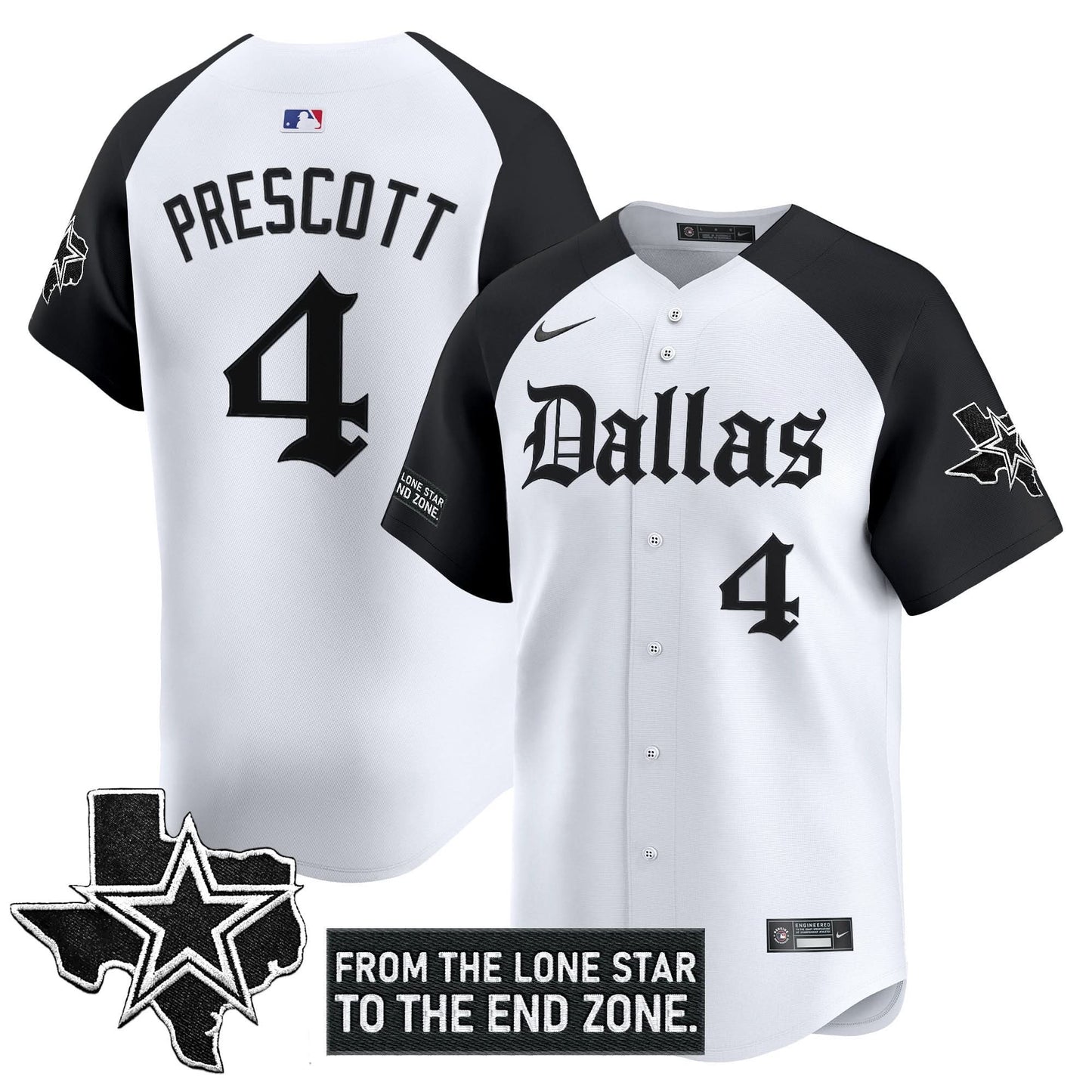 Men's Dallas Cowboys 'Gothic Lone Star Edition' Vapor Baseball Jersey - All Stitched