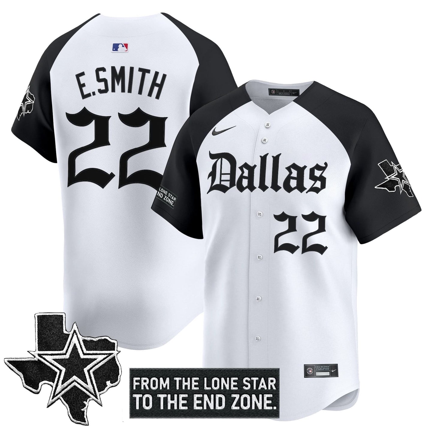 Men's Dallas Cowboys 'Gothic Lone Star Edition' Vapor Baseball Jersey - All Stitched