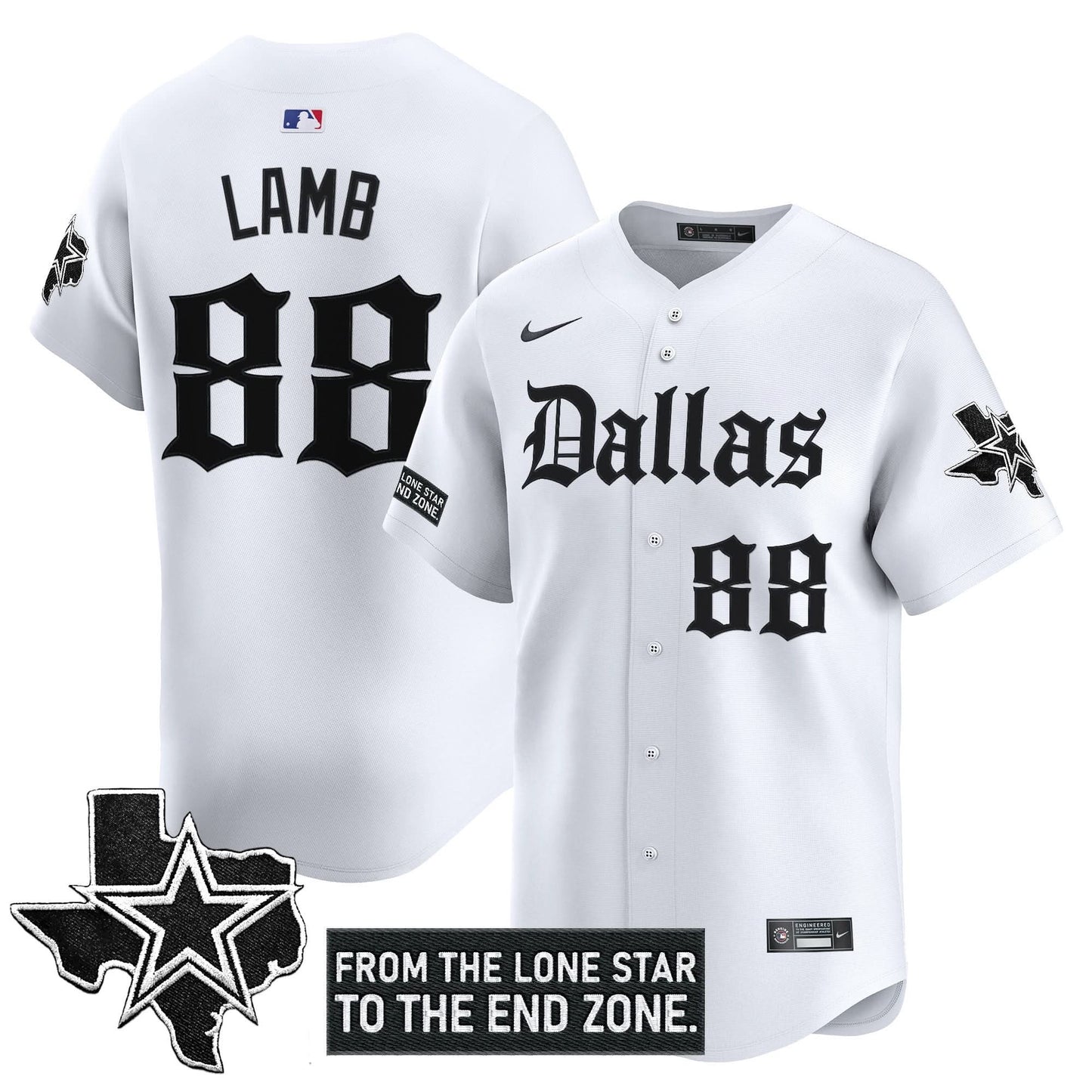 Men's Dallas Cowboys 'Gothic Lone Star Edition' Vapor Baseball Jersey - All Stitched