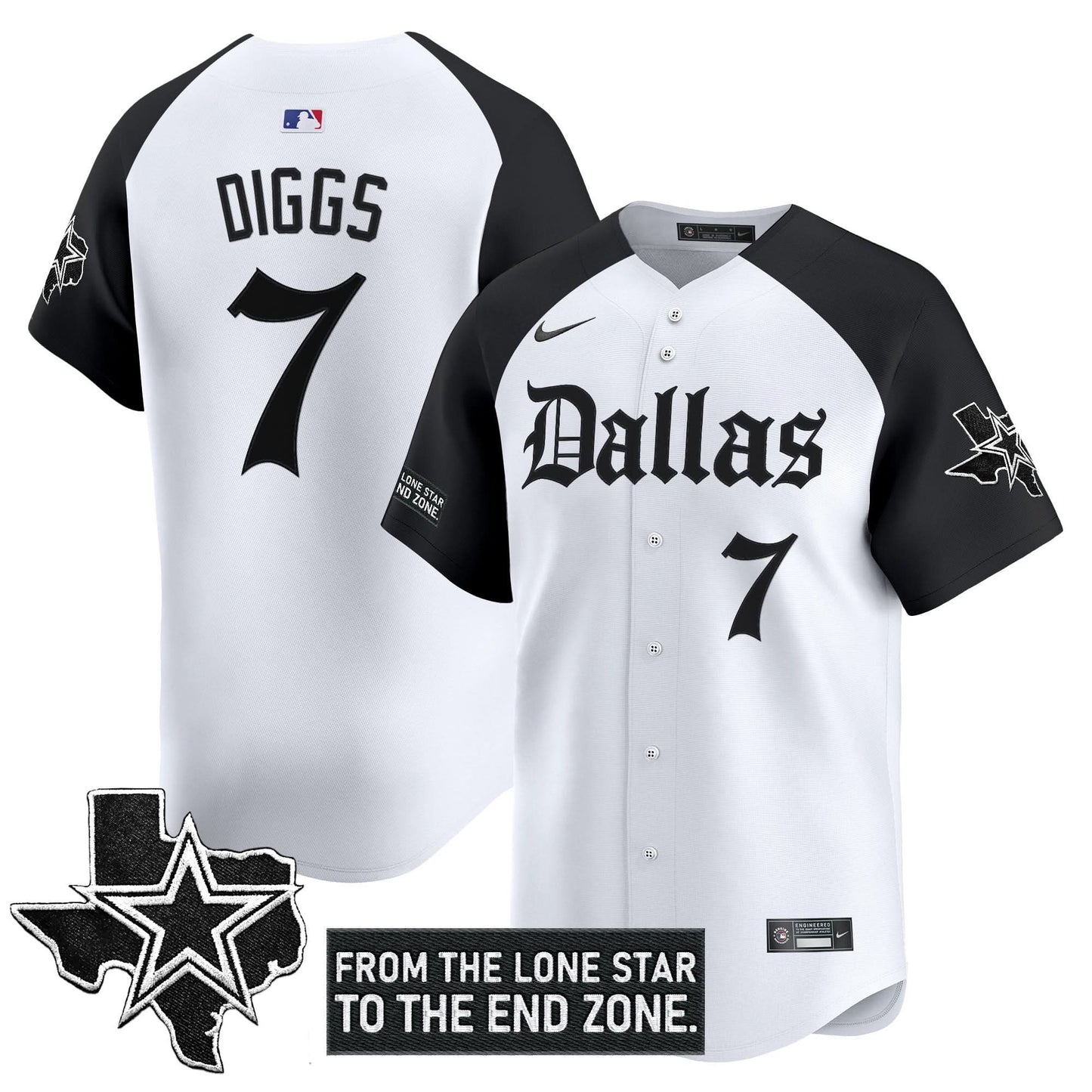 Men's Dallas Cowboys 'Gothic Lone Star Edition' Vapor Baseball Jersey - All Stitched