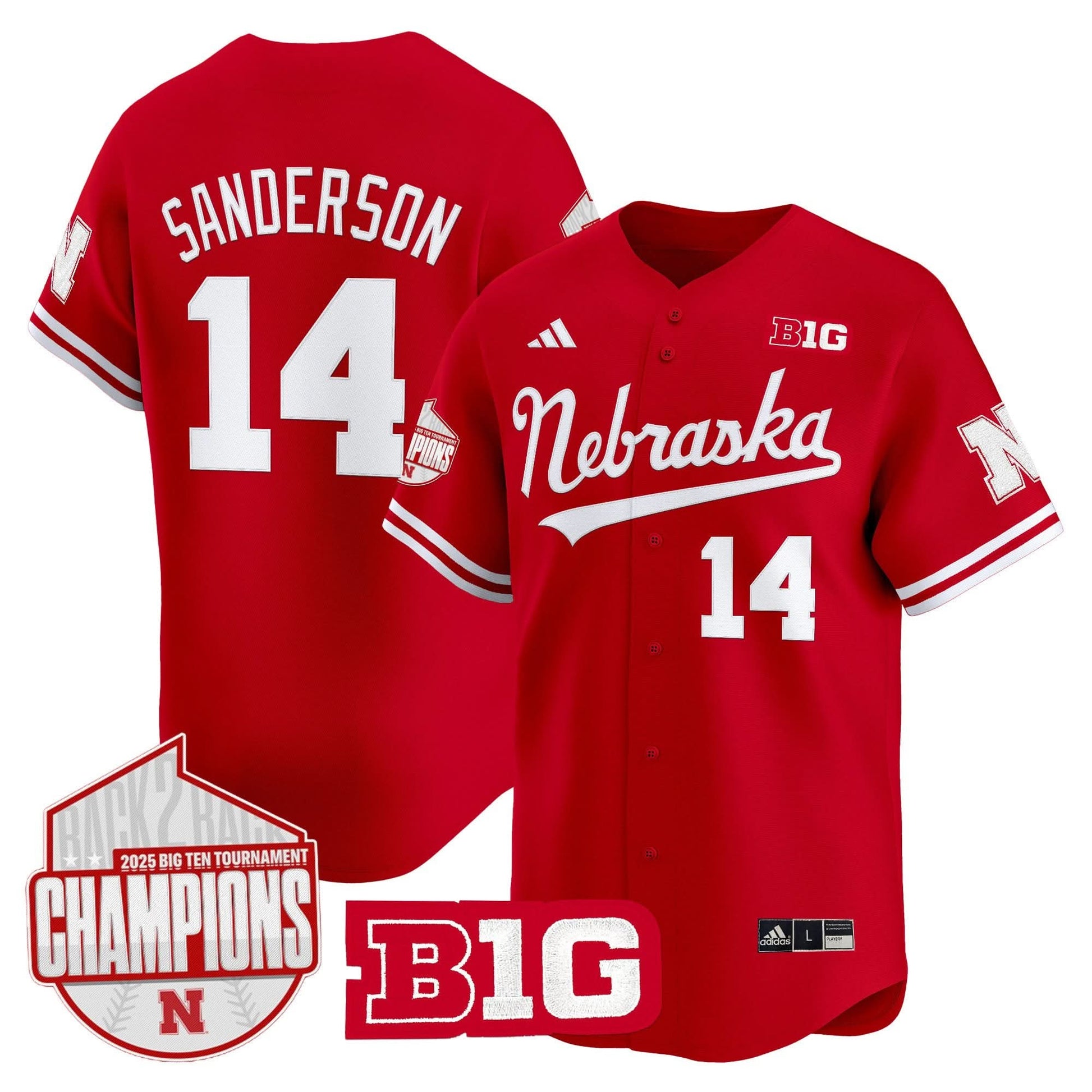 Men's Nebraska Huskers Back 2 Back Champions Patch Vapor Premier Limited Jersey - All Stitched