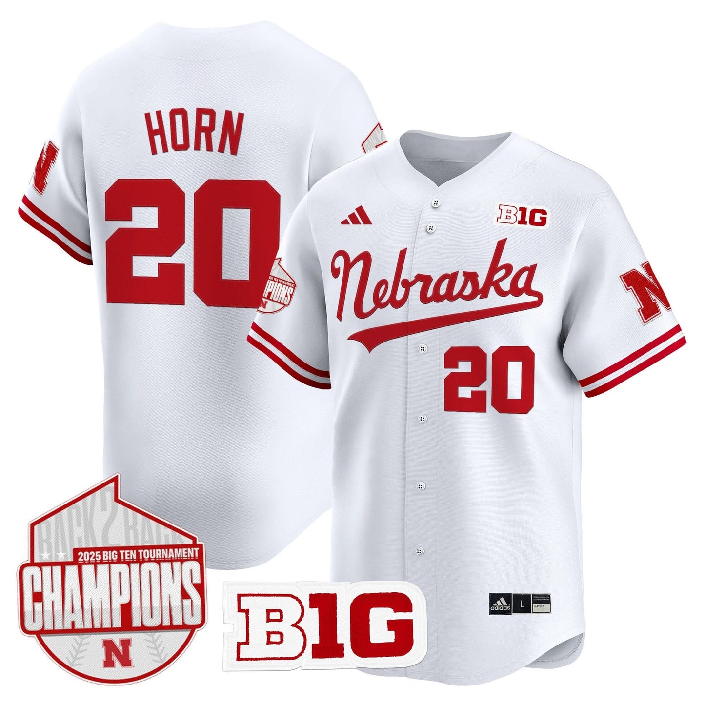 Men's Nebraska Huskers Back 2 Back Champions Patch Vapor Premier Limited Jersey - All Stitched