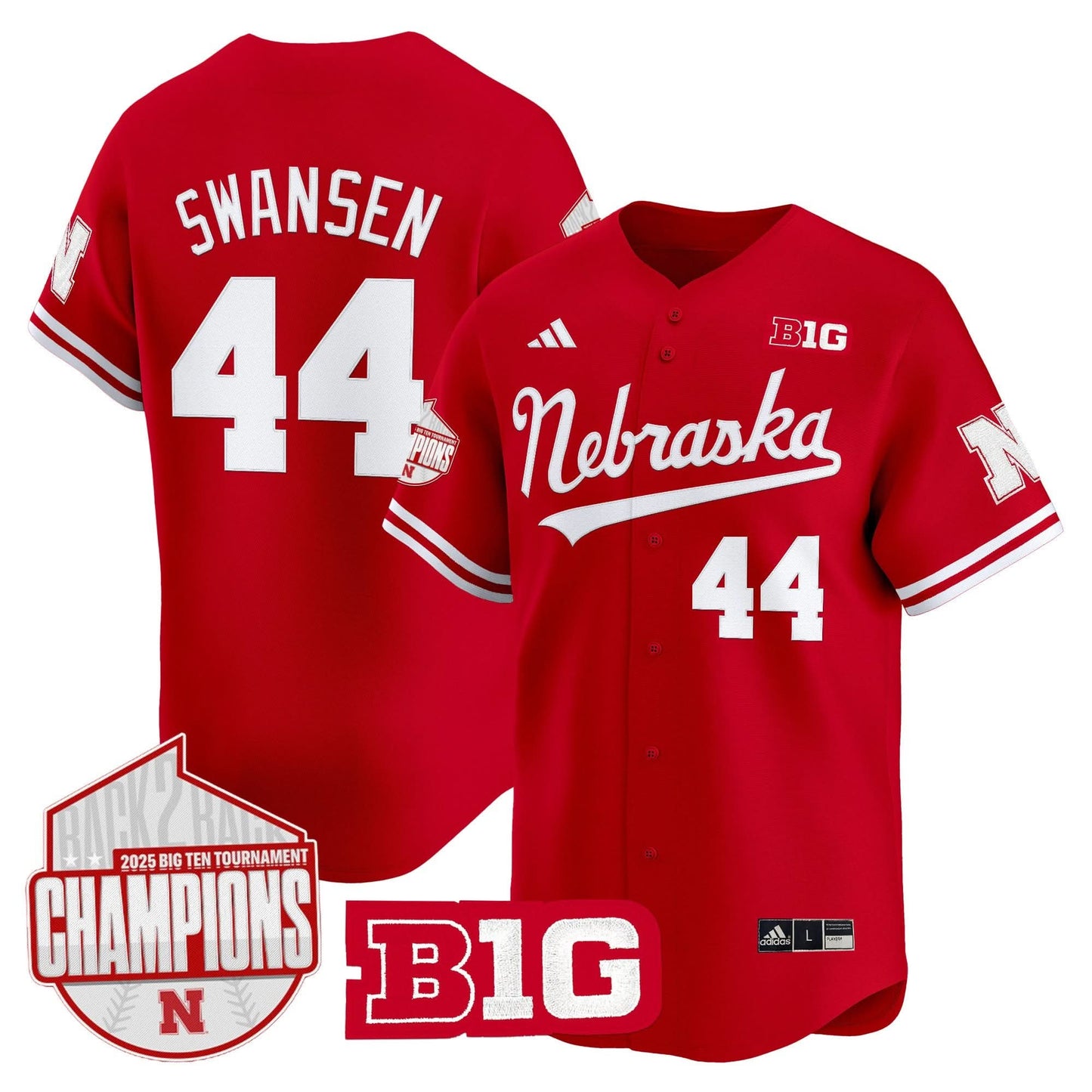 Men's Nebraska Huskers Back 2 Back Champions Patch Vapor Premier Limited Jersey - All Stitched