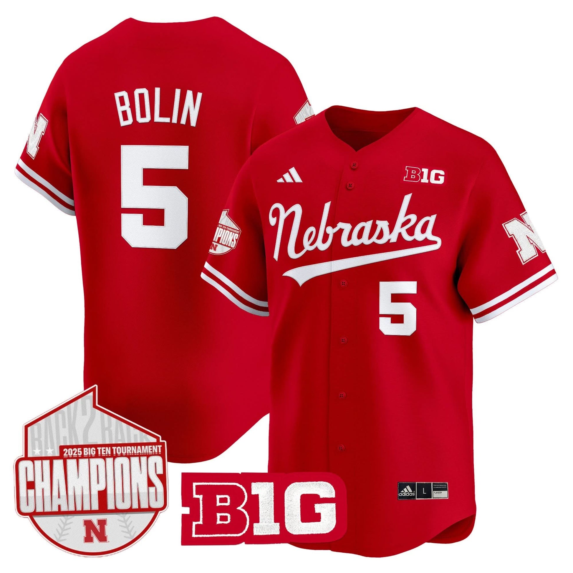 Men's Nebraska Huskers Back 2 Back Champions Patch Vapor Premier Limited Jersey - All Stitched