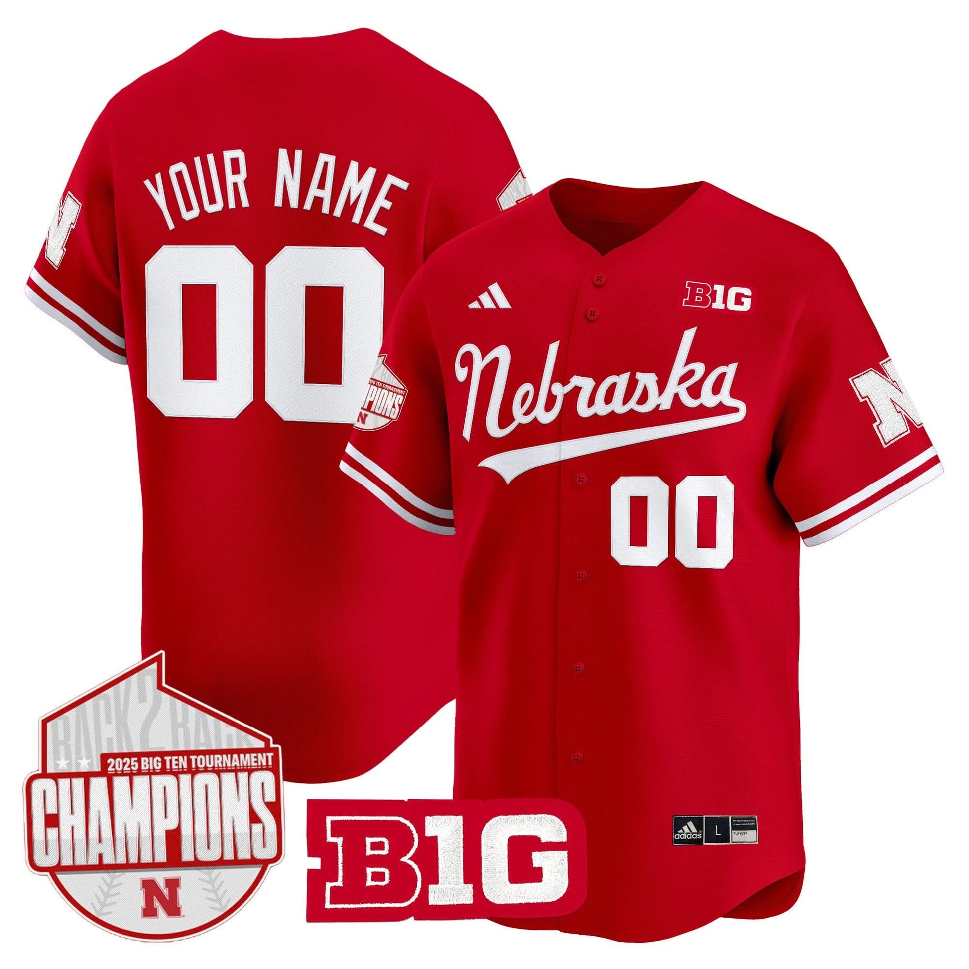 Nebraska Huskers Back 2 Back Champions Patch Vapor Premier Limited Custom Jersey - All Stitched