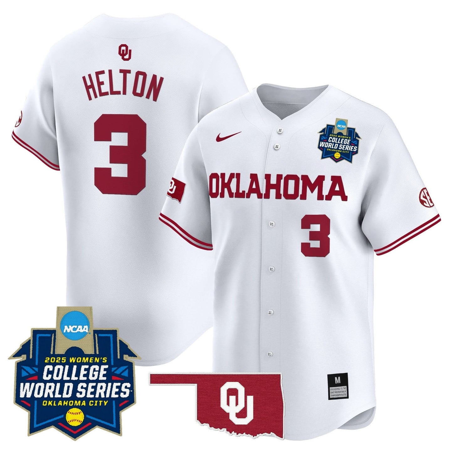 Men's size - Oklahoma Sooners Softball 2025 World Series (WCWS) Vapor Premier Limited Jersey - All Stitched
