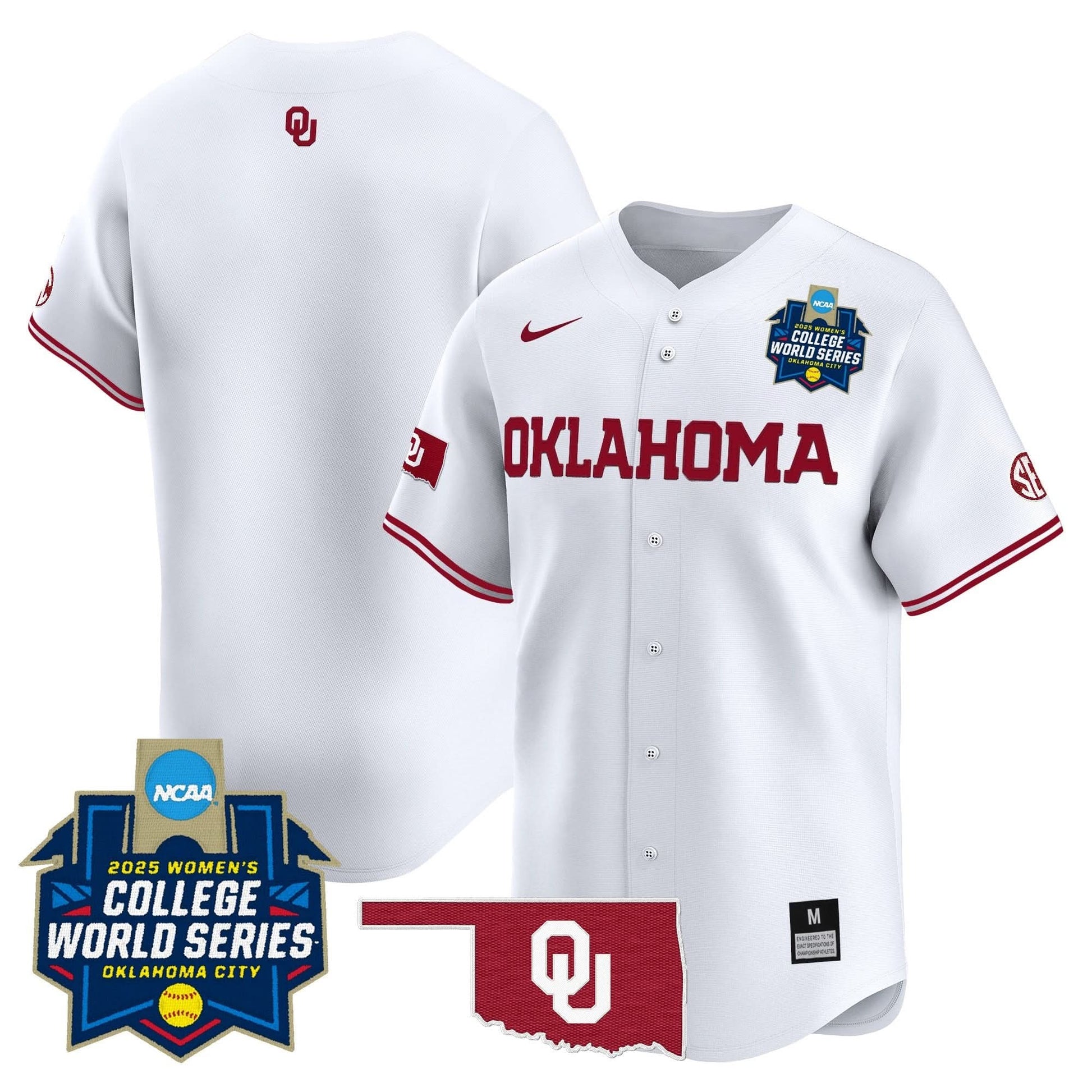 Men's size - Oklahoma Sooners Softball 2025 World Series (WCWS) Vapor Premier Limited Jersey - All Stitched