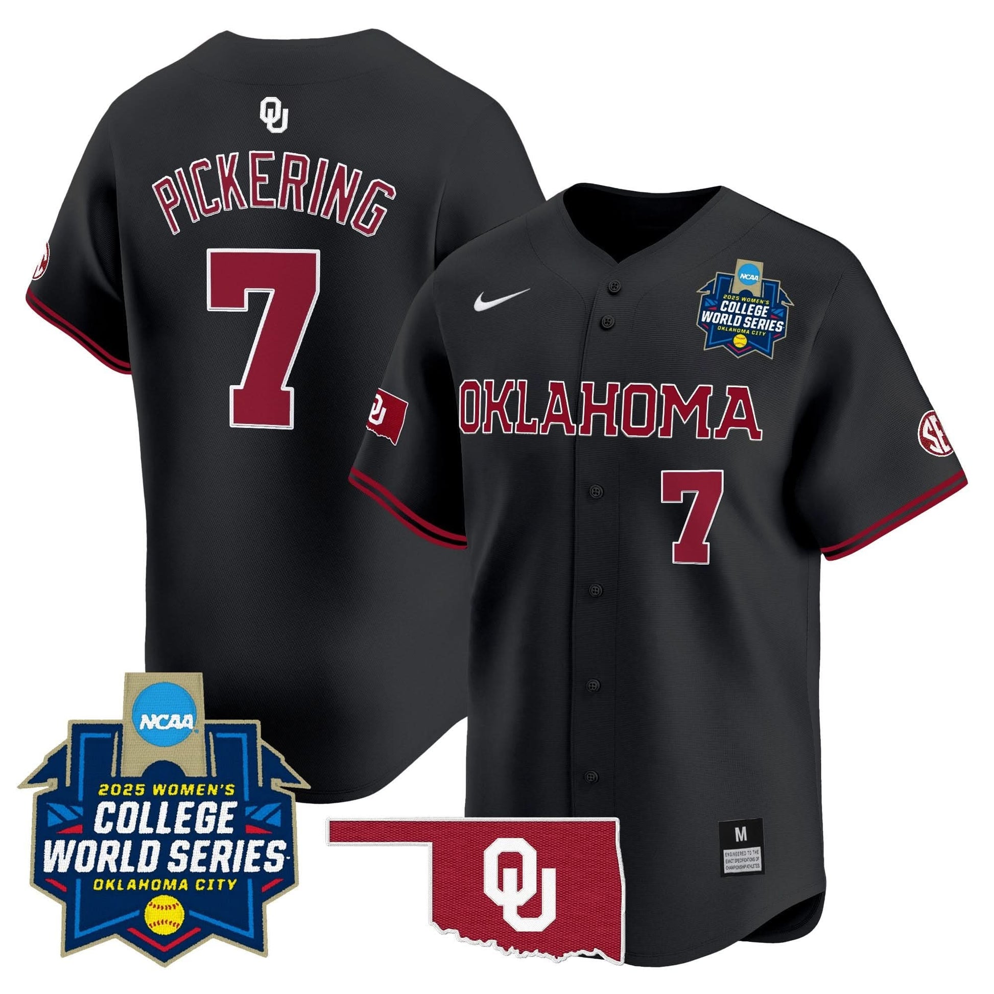 Men's size - Oklahoma Sooners Softball 2025 World Series (WCWS) Vapor Premier Limited Jersey - All Stitched