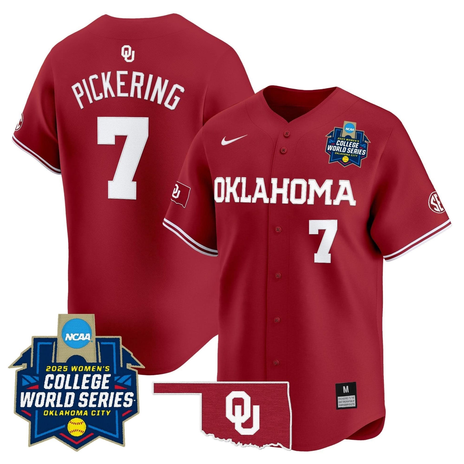 Men's size - Oklahoma Sooners Softball 2025 World Series (WCWS) Vapor Premier Limited Jersey - All Stitched