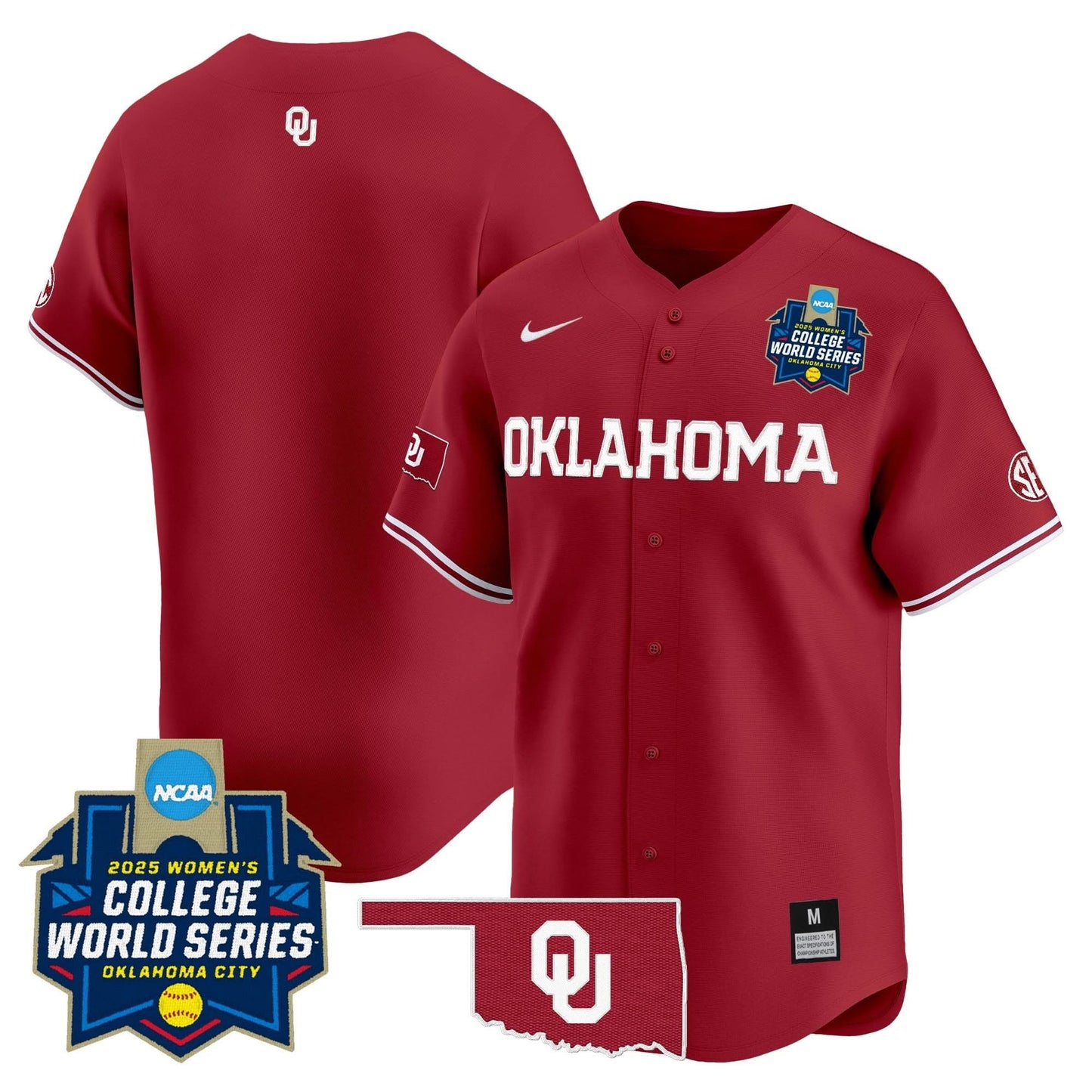 Men's size - Oklahoma Sooners Softball 2025 World Series (WCWS) Vapor Premier Limited Jersey - All Stitched