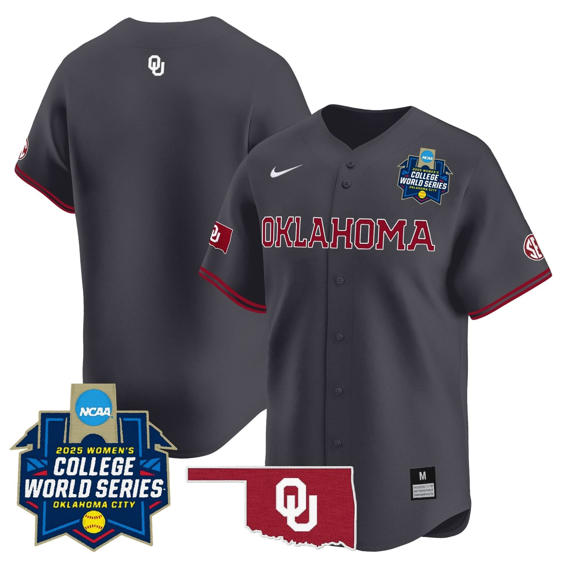 Men's size - Oklahoma Sooners Softball 2025 World Series (WCWS) Vapor Premier Limited Jersey - All Stitched