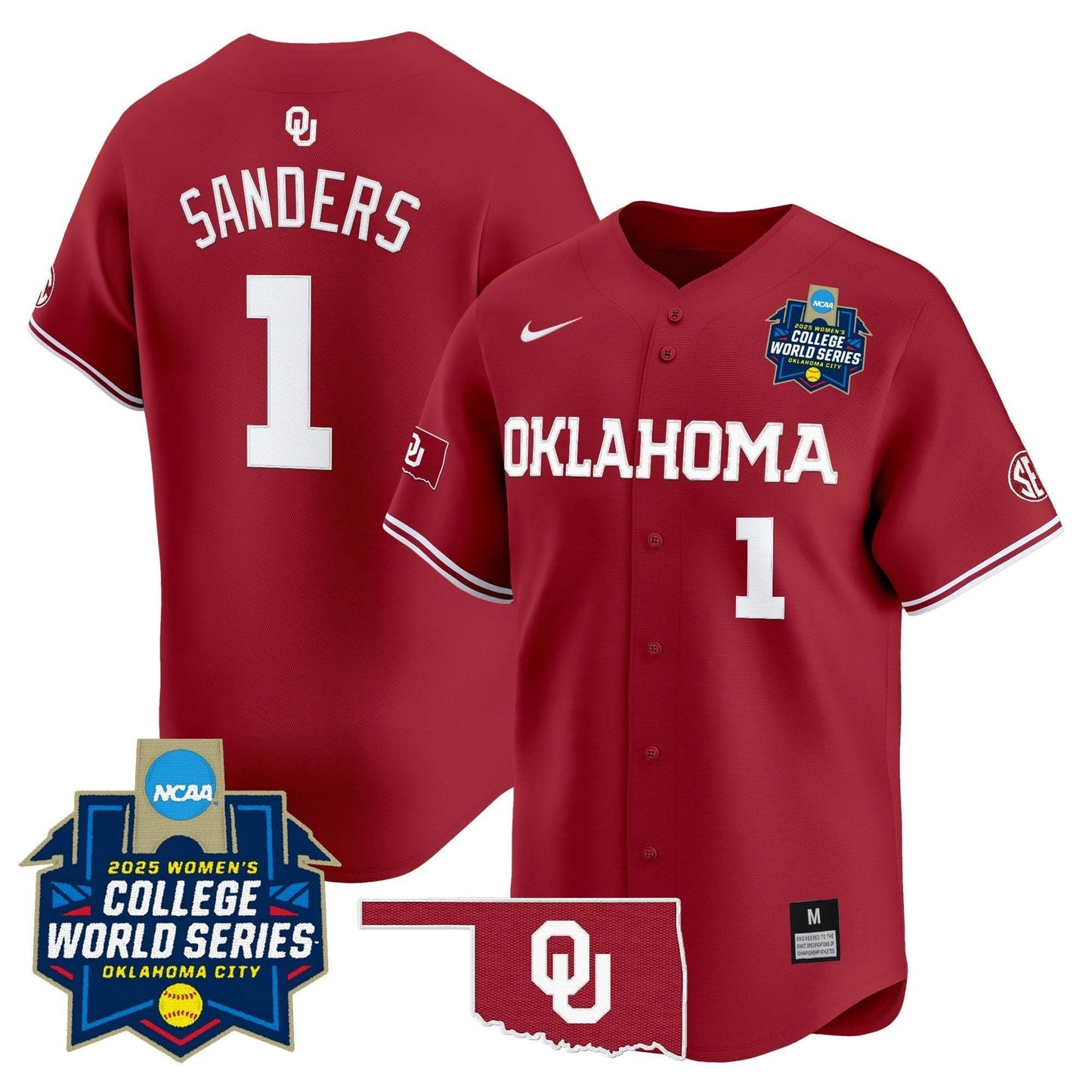 Men's size - Oklahoma Sooners Softball 2025 World Series (WCWS) Vapor Premier Limited Jersey - All Stitched