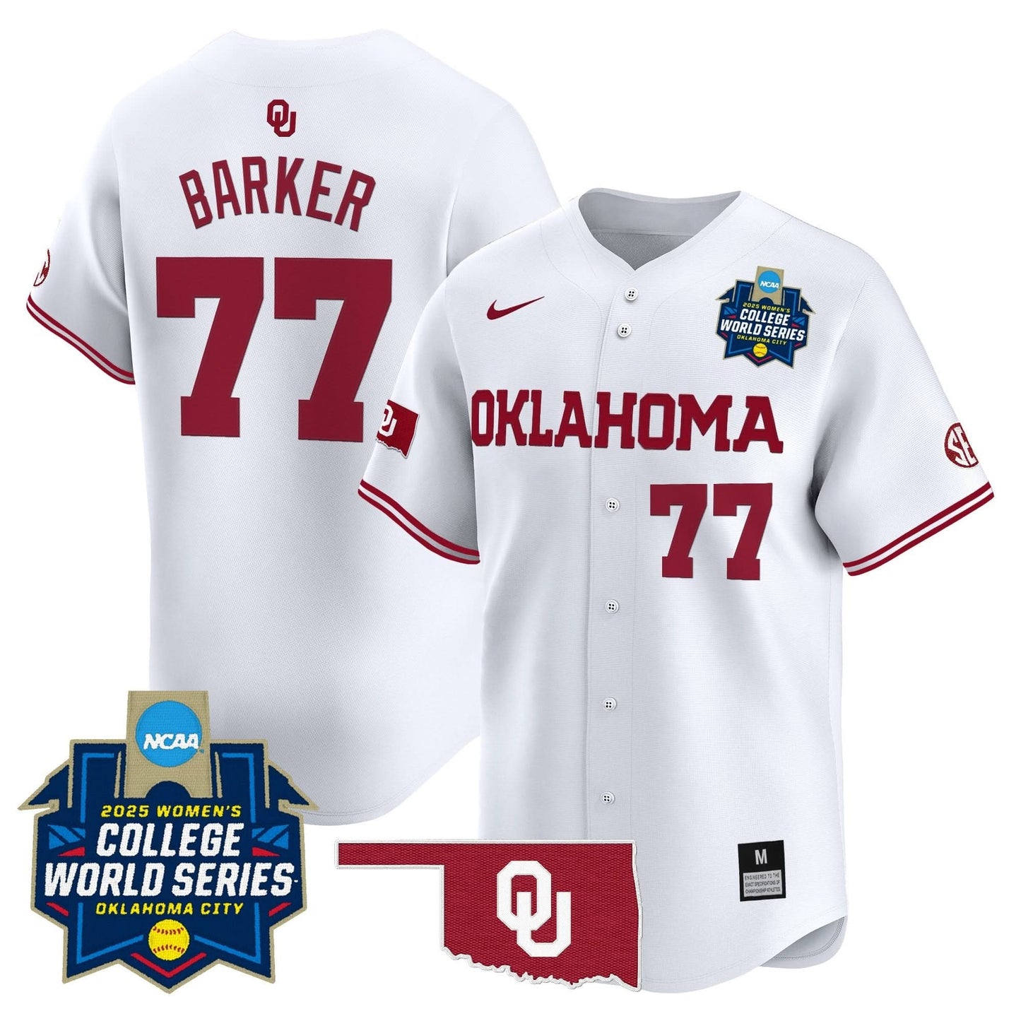 Men's size - Oklahoma Sooners Softball 2025 World Series (WCWS) Vapor Premier Limited Jersey - All Stitched