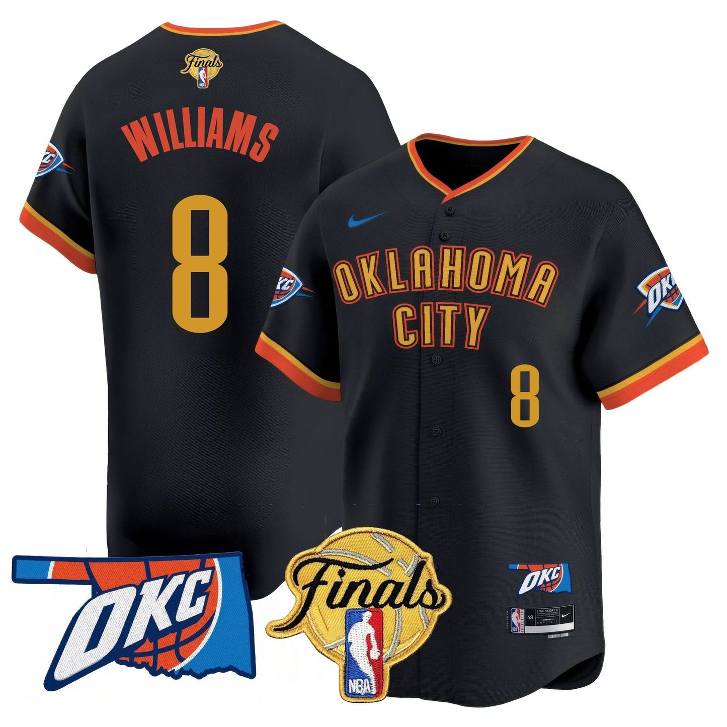Oklahoma City Thunder Baseball Jersey - Final Patch - All Stitched