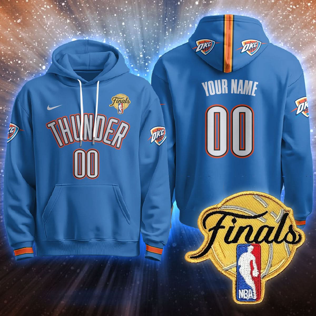 Oklahoma City Thunder Custom Hoodie - Final Patch - All Stitched