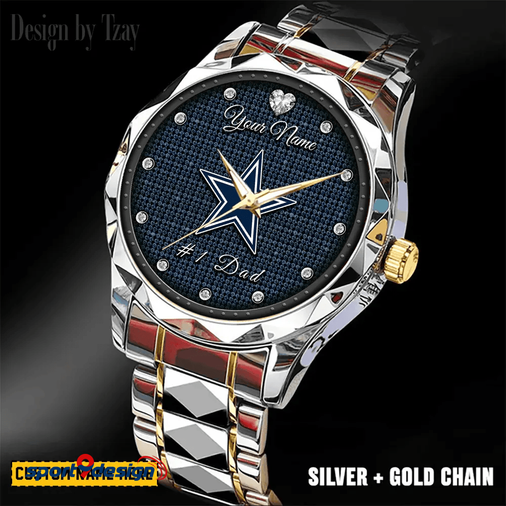 Dallas Cowboys #1 Dad Luxury Diamond Men Watch Father's Day Gift