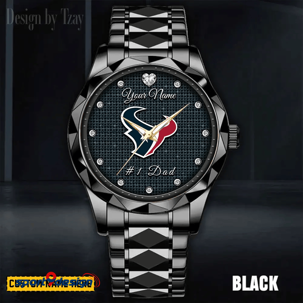 Houston Texans #1 Dad Luxury Diamond Men Watch Father's Day Gift