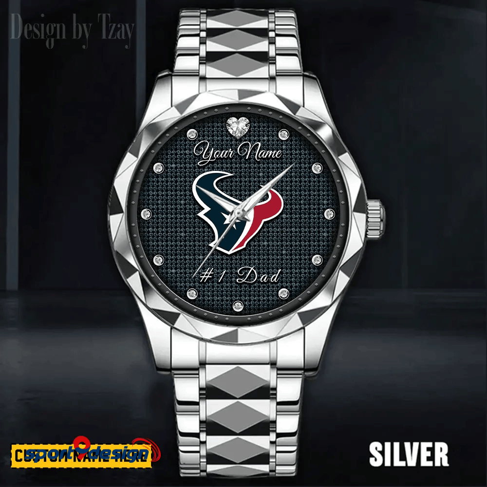 Houston Texans #1 Dad Luxury Diamond Men Watch Father's Day Gift