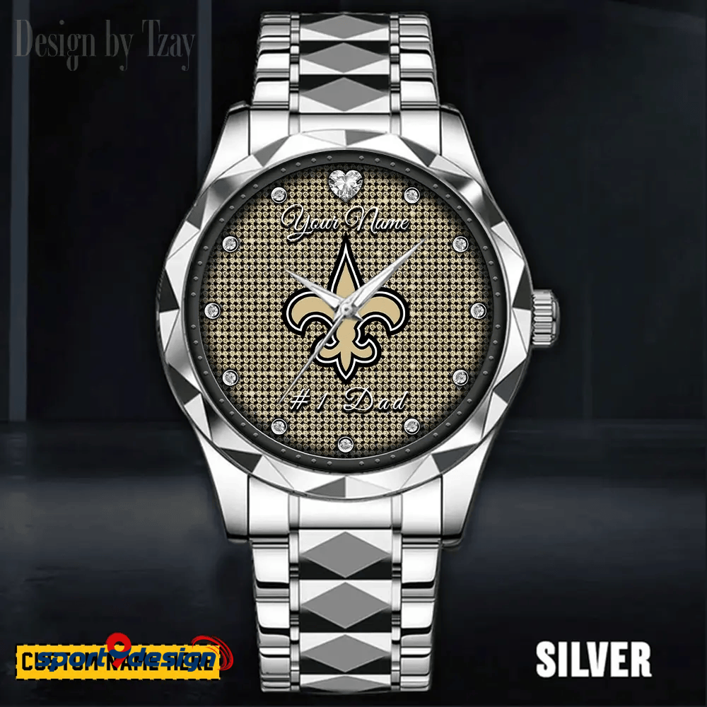 New Orleans Saints #1 Dad Luxury Diamond Men Watch Father's Day Gift