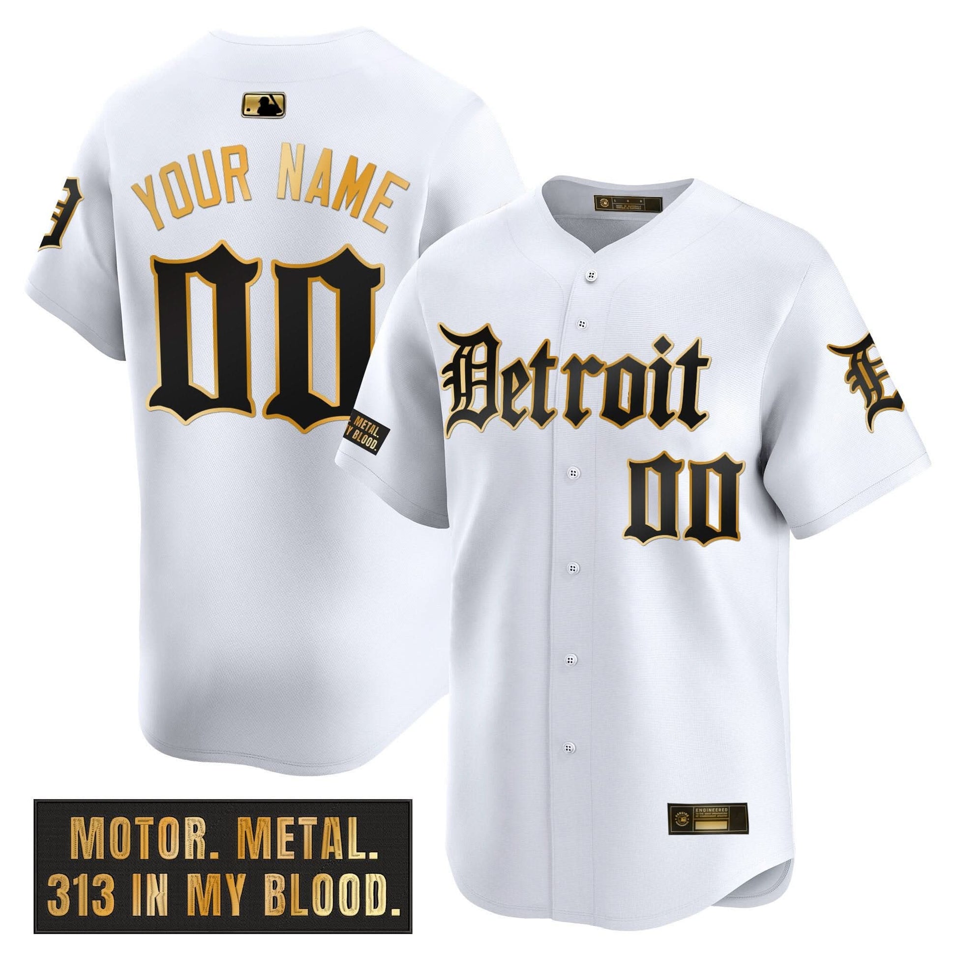 Detroit Tigers 'Motor Gothic Edition' Gold Vapor Premier Limited Custom Jersey - All Stitched
