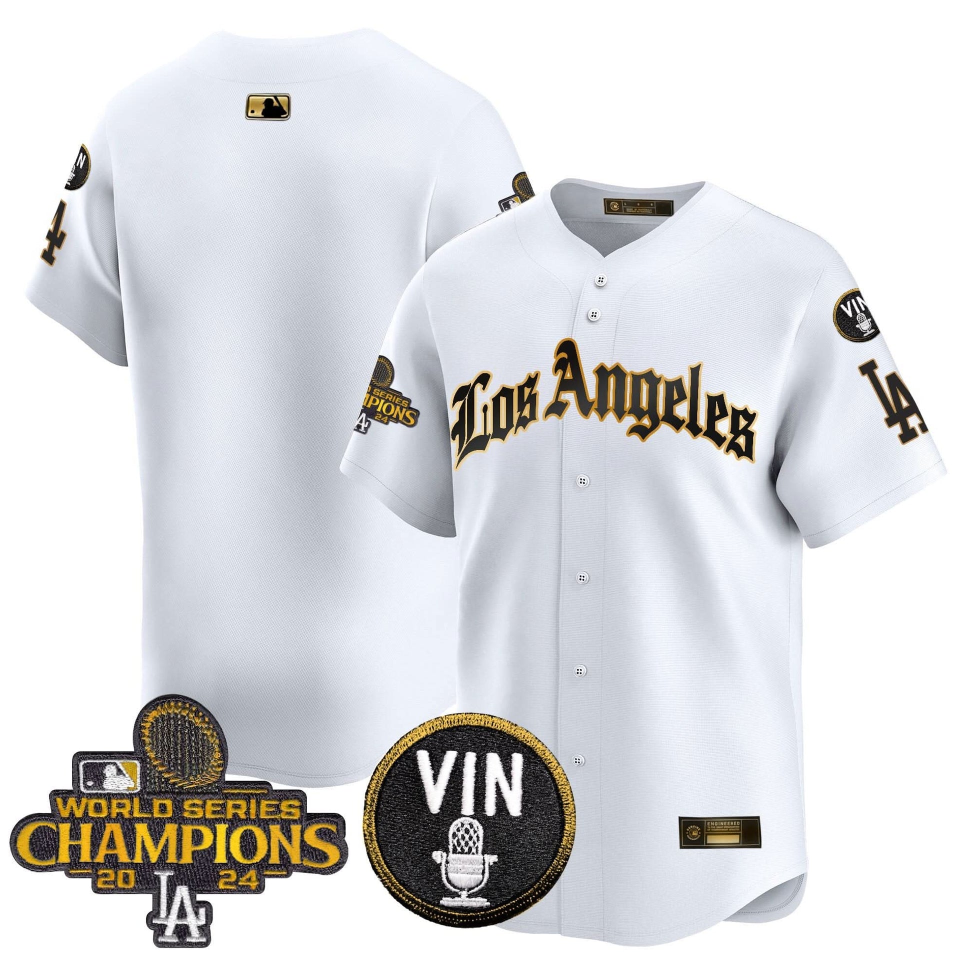 Men's Dodgers 2025 LA Gothic Style Gold Vapor Premier Limited Jersey - All Stitched