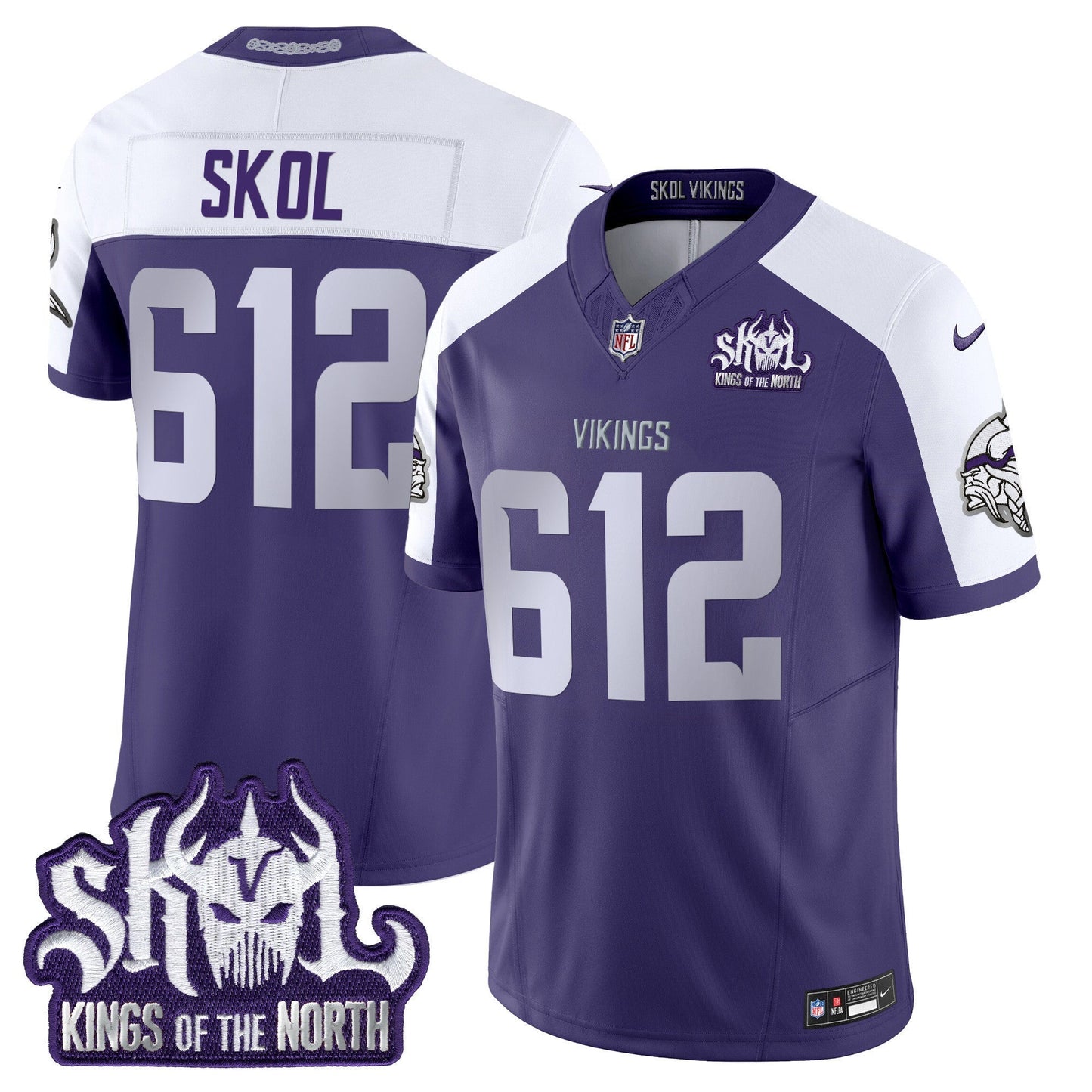 Men's Minnesota Vikings 2025 Winter Warrior Skol Patch Vapor Limited Jersey - All Stitched