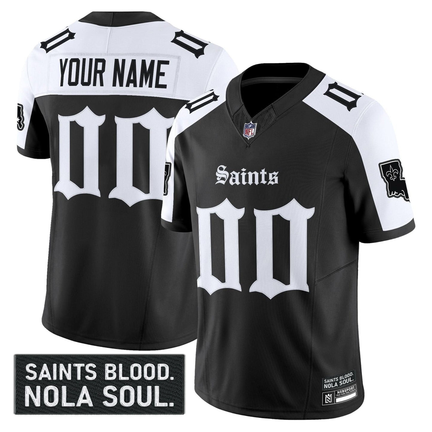 New Orleans Saints 'Gothic Vieux Carré Edition' Vapor Custom Jersey - All Stitched