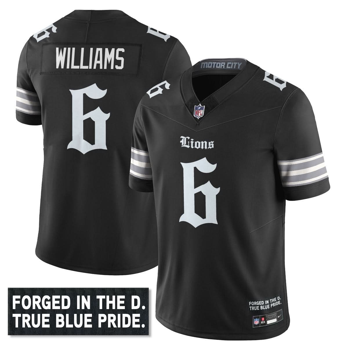 Men's Detroit Lions 'Gothic Motor City Edition' Vapor Limited Jersey - All Stitched