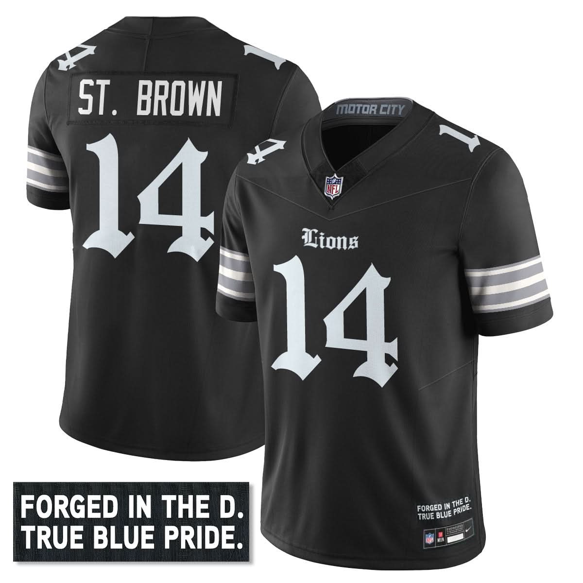 Men's Detroit Lions 'Gothic Motor City Edition' Vapor Limited Jersey - All Stitched