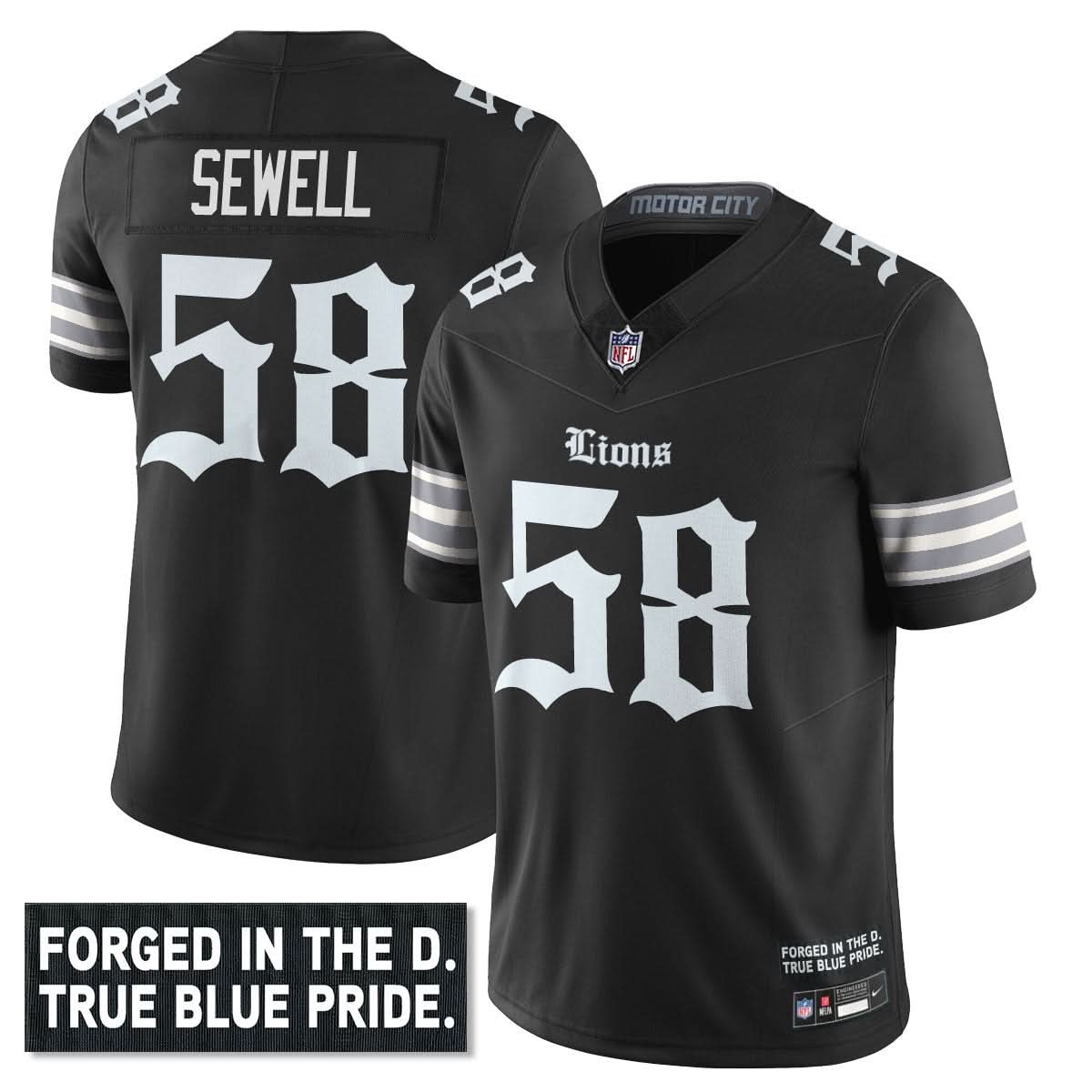 Detroit Lions 'Gothic Motor City Edition' Vapor Limited Jersey - All Stitched