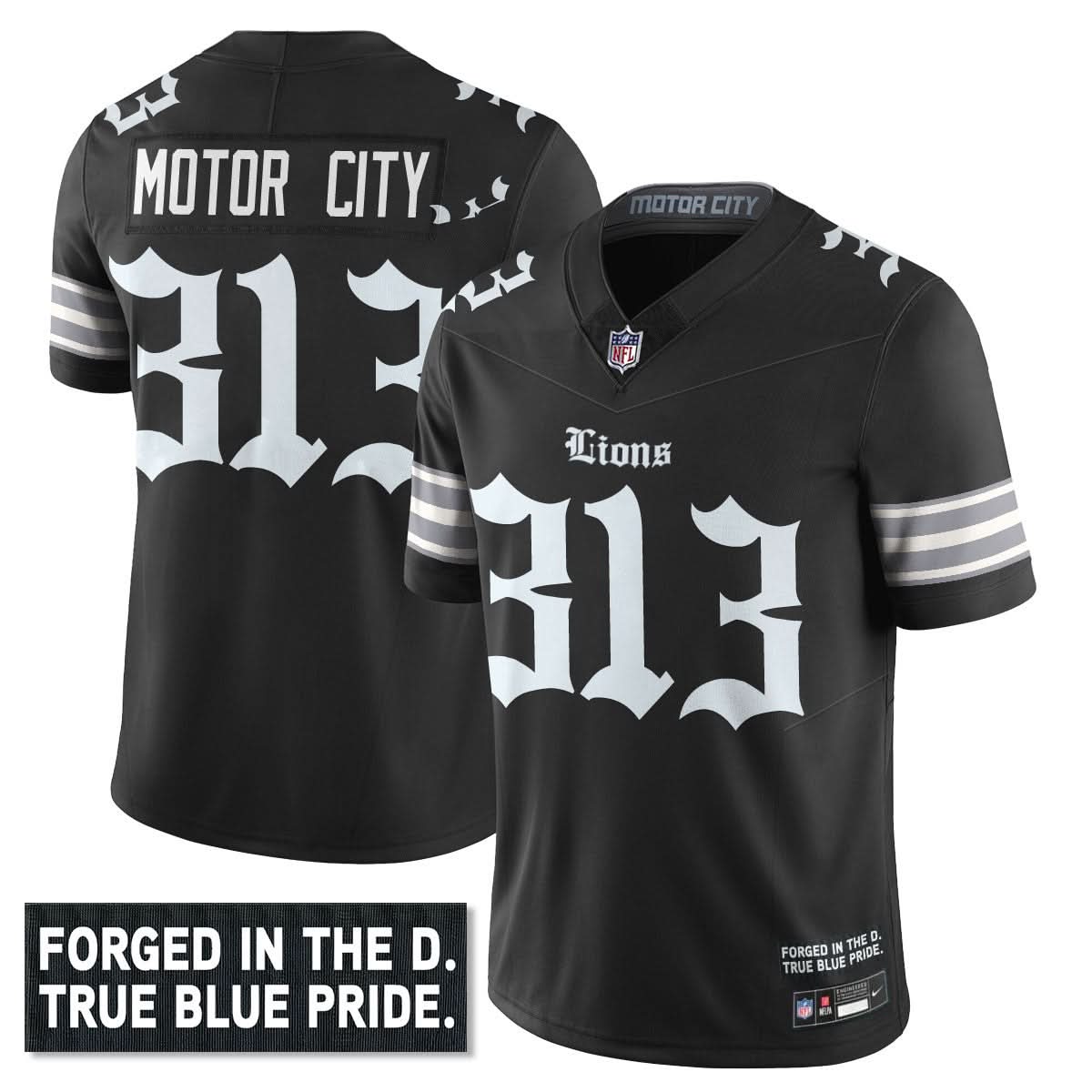 Men's Detroit Lions 'Gothic Motor City Edition' Vapor Limited Jersey - All Stitched