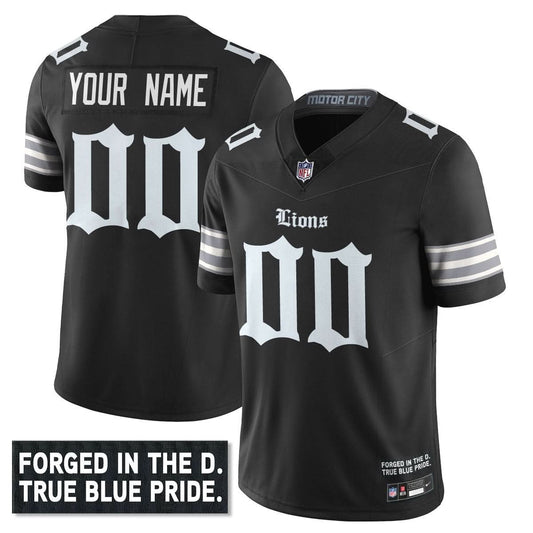 Detroit Lions 'Gothic Motor City Edition' Vapor Limited Custom Jersey - All Stitched