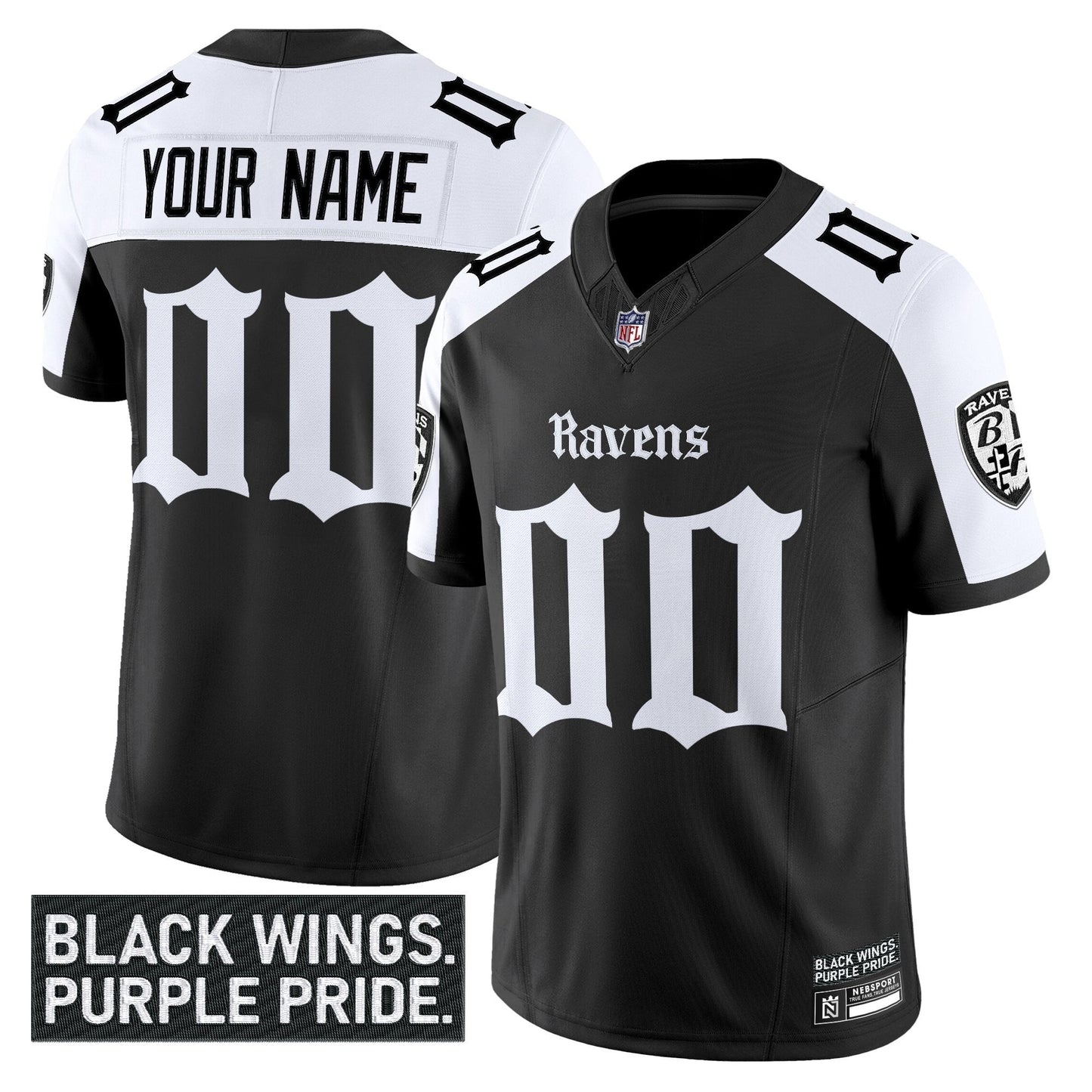 Baltimore Ravens 'Gothic Nevermore Edition' Vapor Limited Custom Jersey - All Stitched