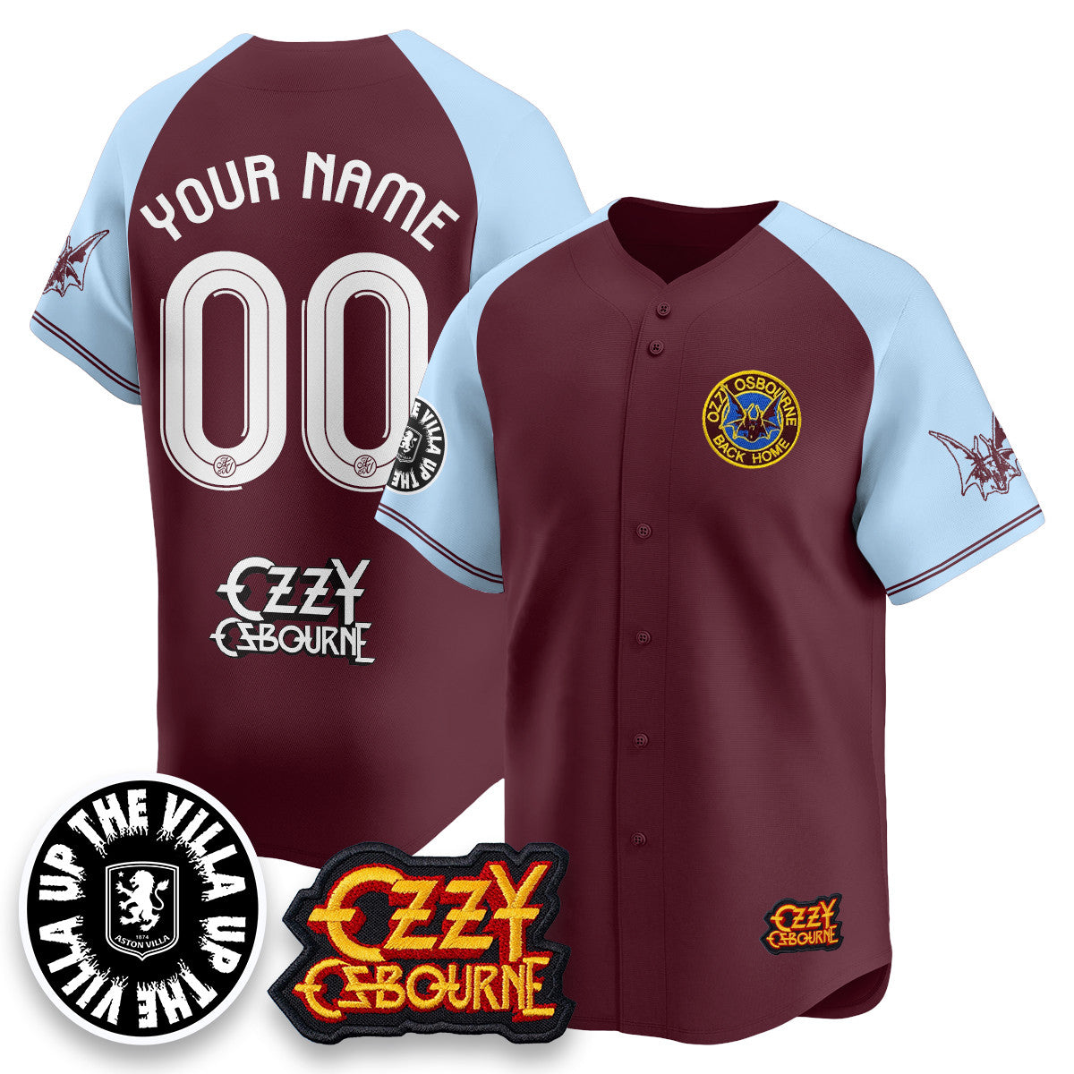 Aston Villa Ozzy Osbourne Back Home Baseball Custom Jersey - All Stitched