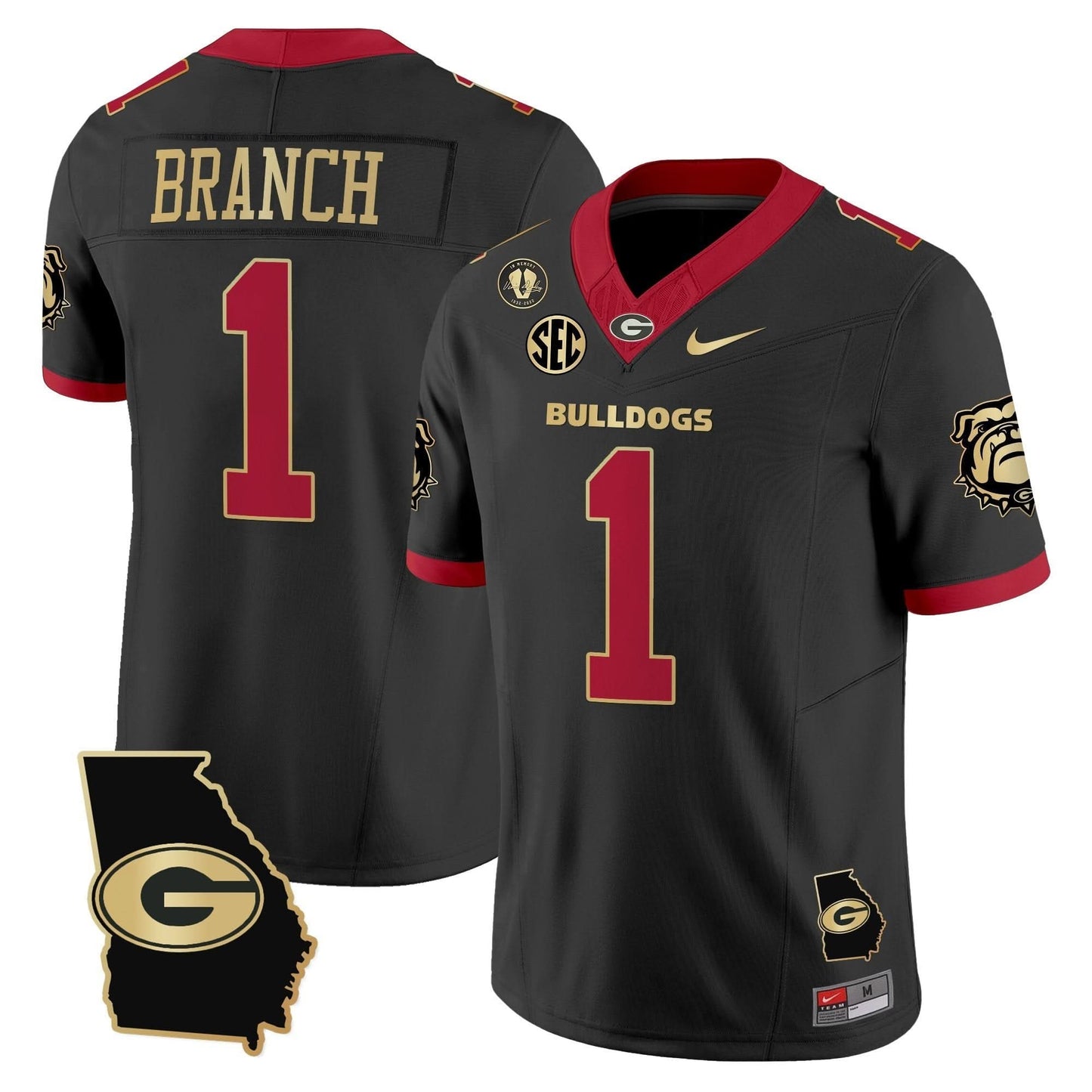 Men's Georgia Bulldogs 2025 Georgia Map & Vince Dooley Patch Vapor Limited Jersey - All Stitched