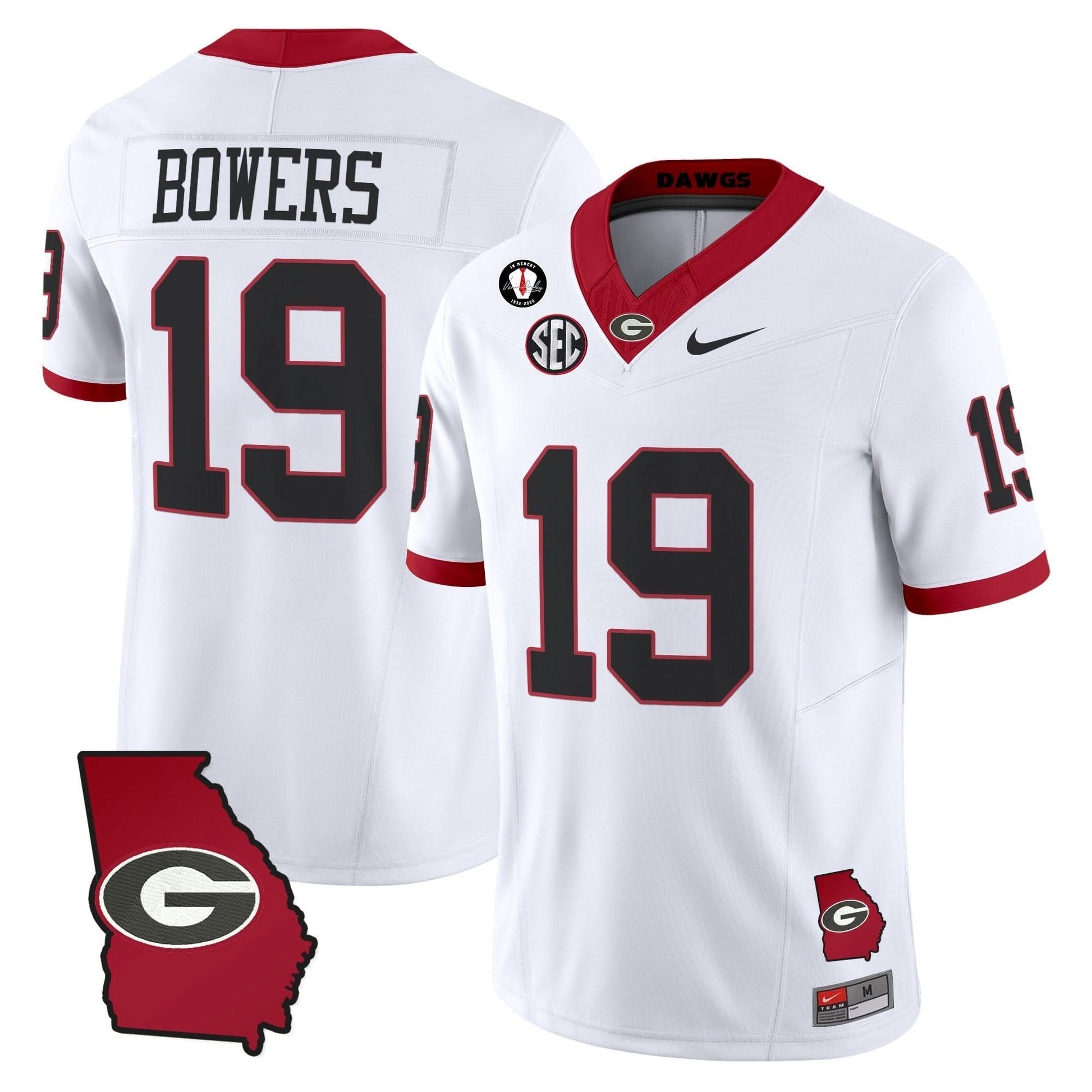 Men's Georgia Bulldogs 2025 Georgia Map & Vince Dooley Patch Vapor Limited Jersey - All Stitched