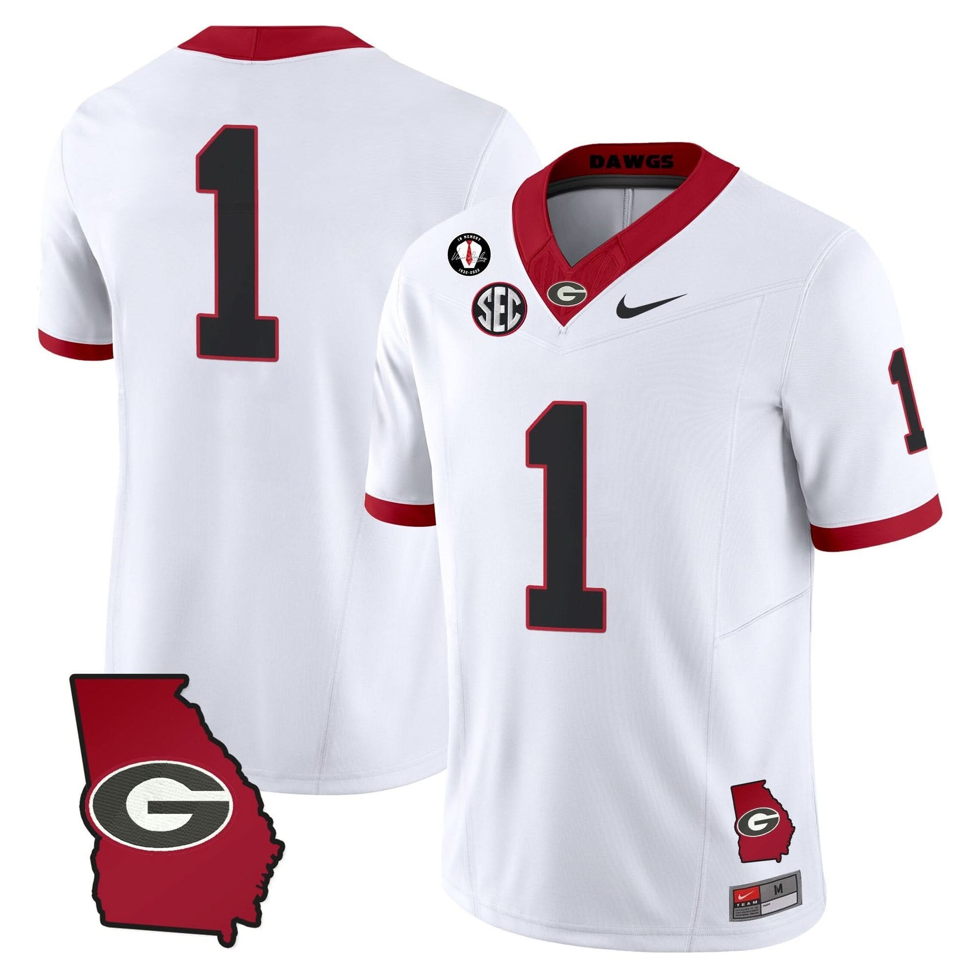 Men's Georgia Bulldogs 2025 Georgia Map & Vince Dooley Patch Vapor Limited Jersey - All Stitched