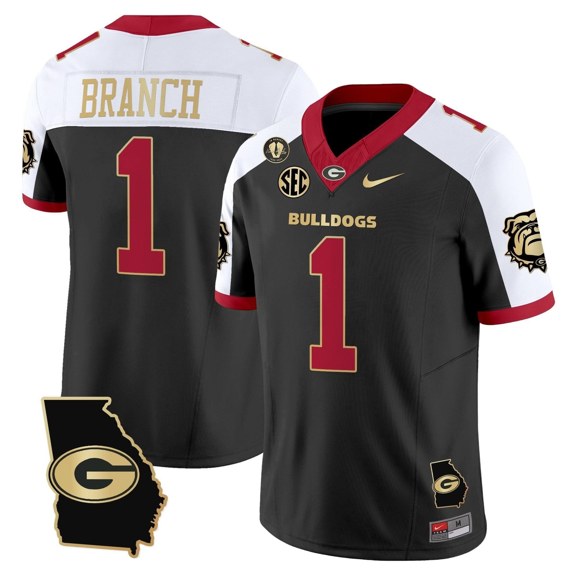 Men's Georgia Bulldogs 2025 Georgia Map & Vince Dooley Patch Vapor Limited Jersey - All Stitched