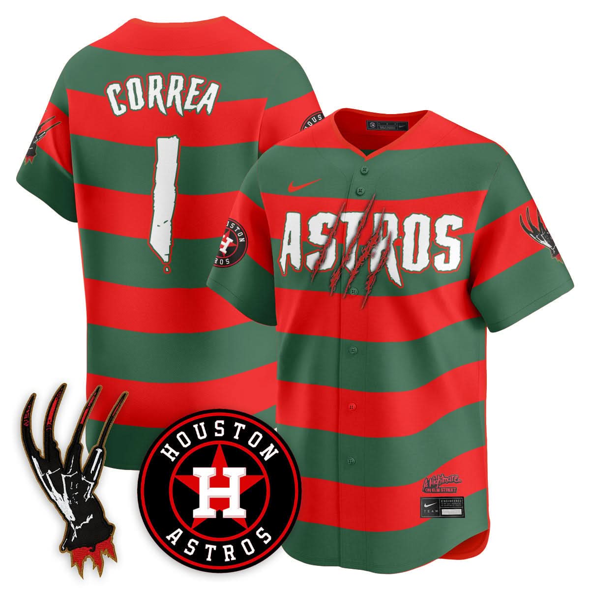 Men's Houston Astros "A Nightmare on Elm Street" Jersey - Stitched