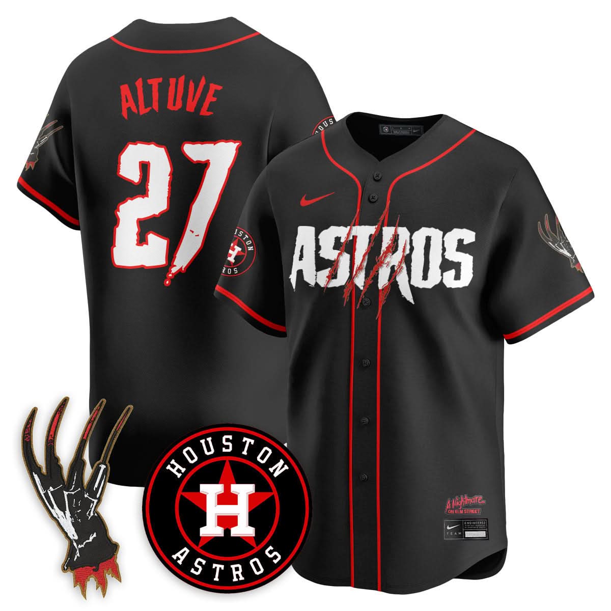 Men's Houston Astros "A Nightmare on Elm Street" Jersey - Stitched