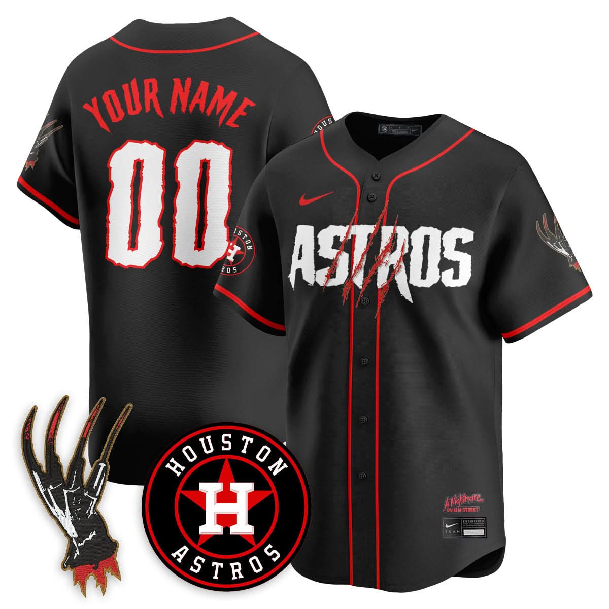 Houston Astros "A Nightmare on Elm Street" Custom Jersey - Stitched